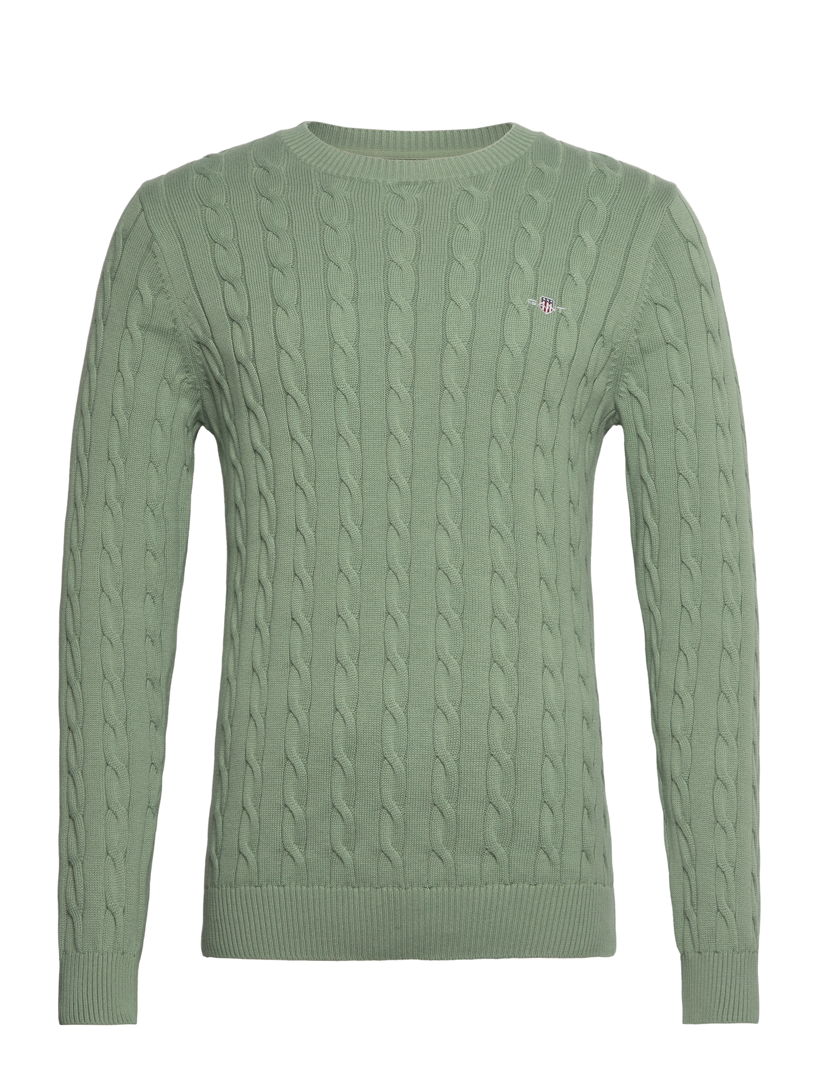 COTTON CABLE C-NECK - KALAMATA GREEN