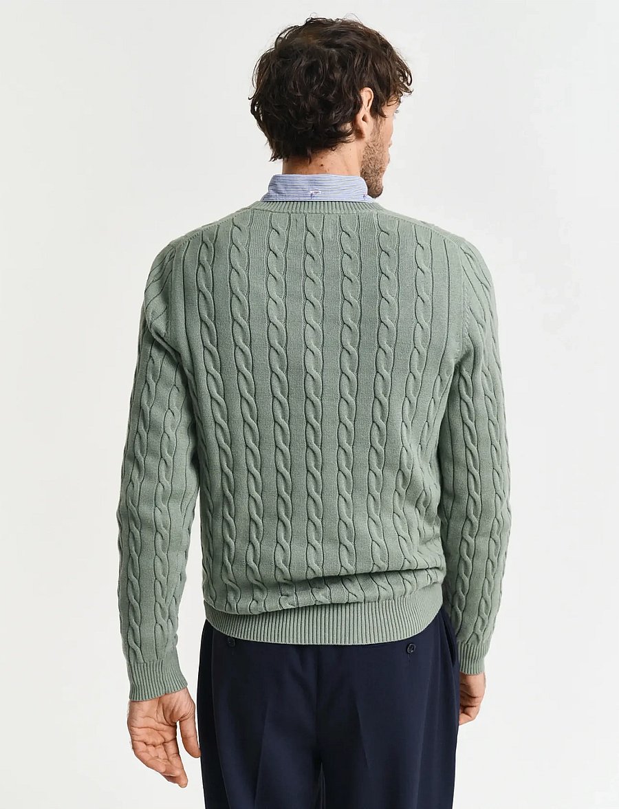 Gant - Classic Cable Knit Sweater - rundhals - kalamata green - 3