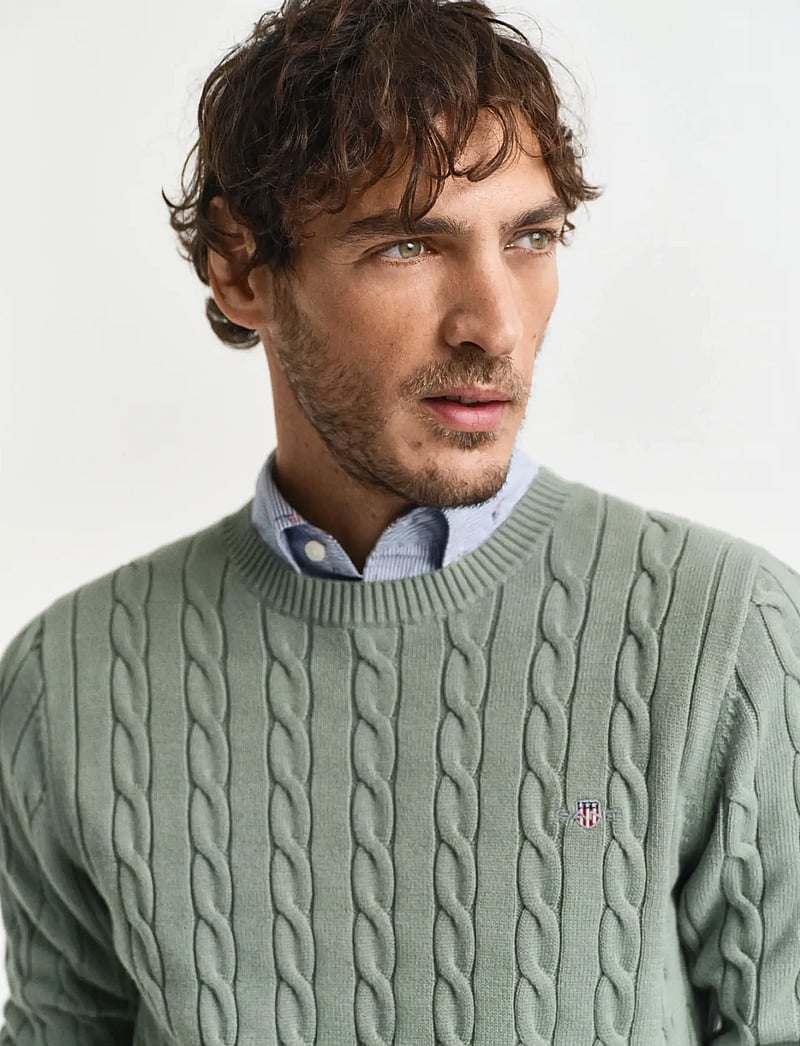 GANT - COTTON CABLE C-NECK - rundhals - kalamata green - 4