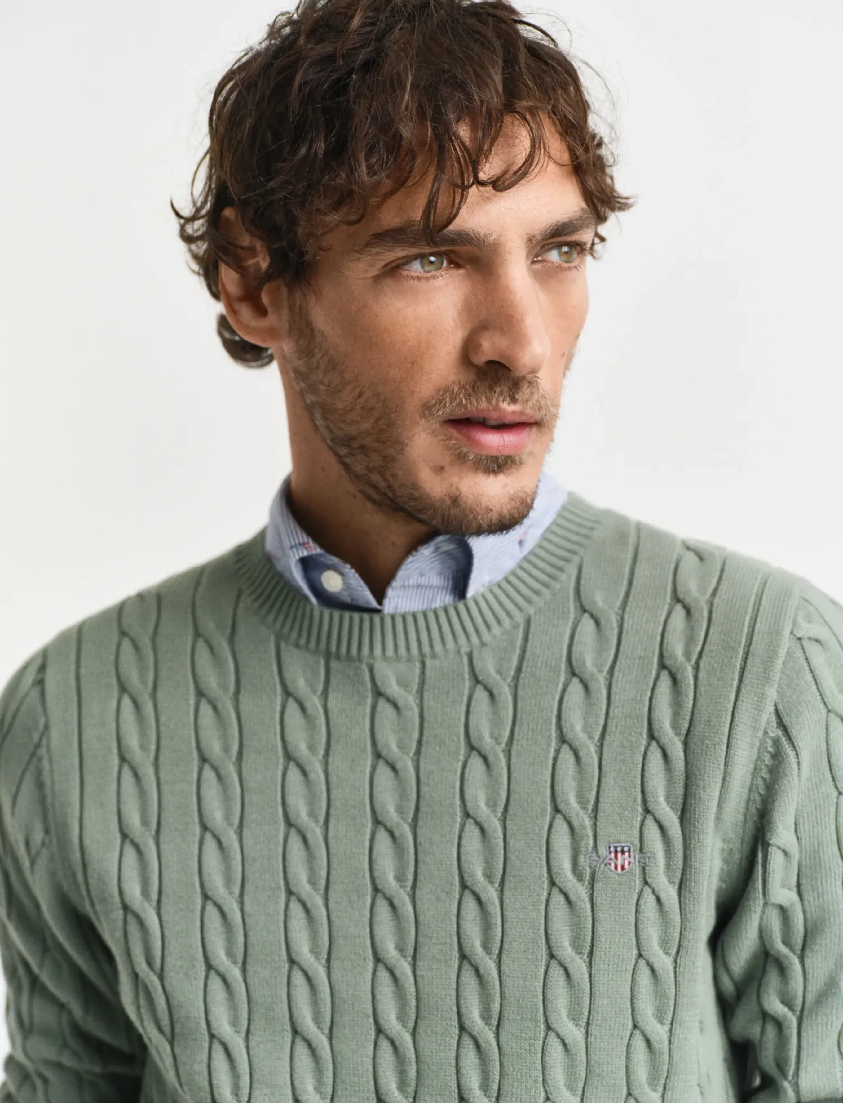 Gant - Classic Cable Knit Sweater - rundhals - kalamata green - 4