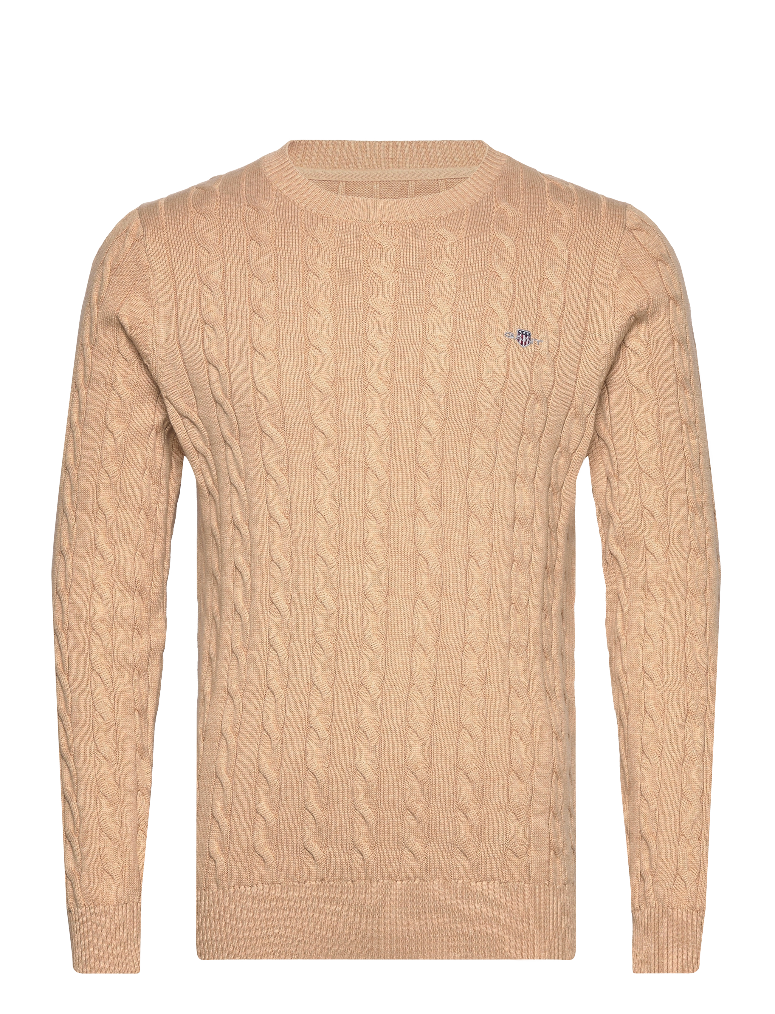 COTTON CABLE C-NECK - KHAKI MELANGE
