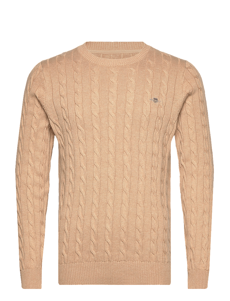 GANT - Classic Cable Knit Sweater - rund hals - khaki melange - 1