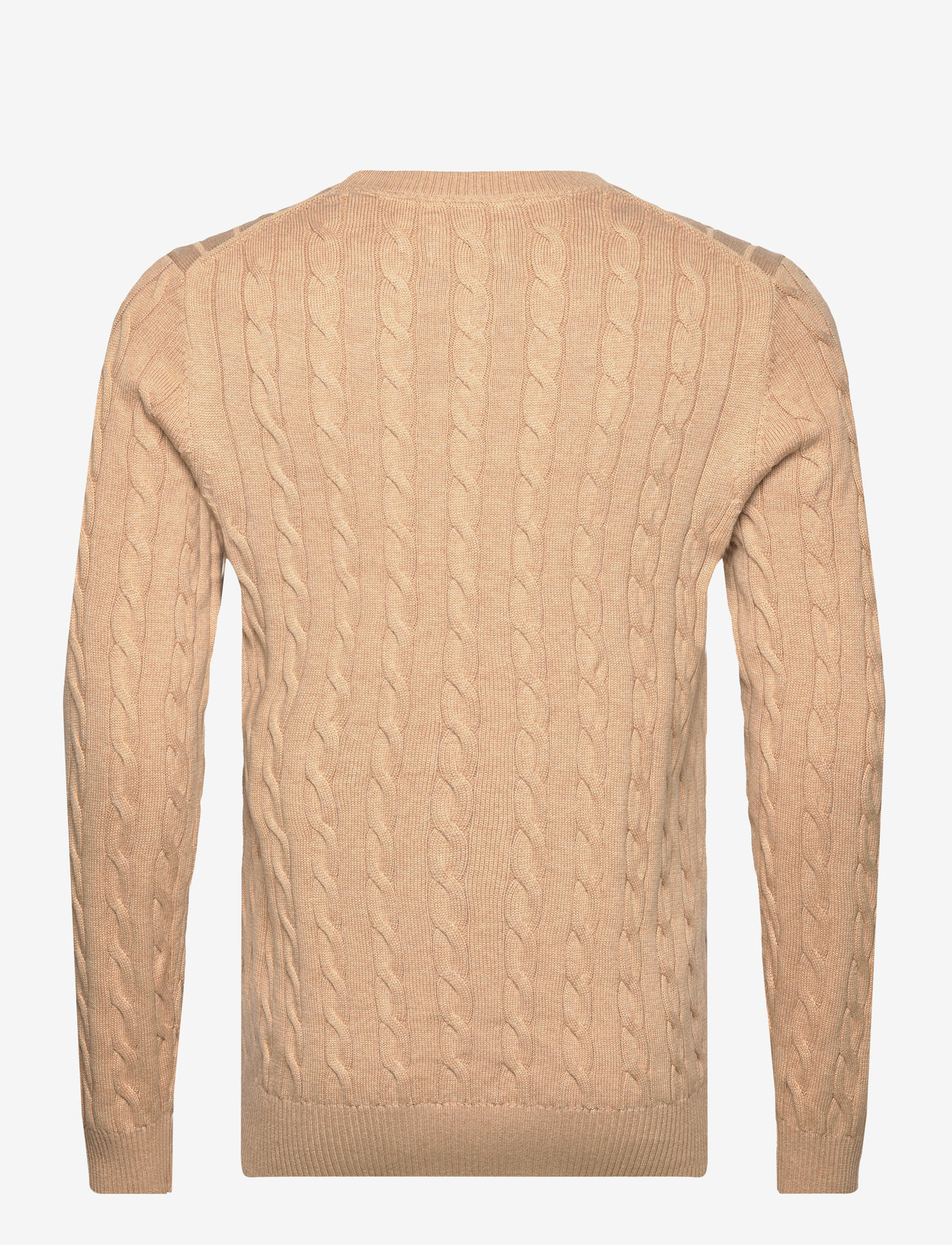 GANT - COTTON CABLE C-NECK - rundhalsad - khaki melange - 2