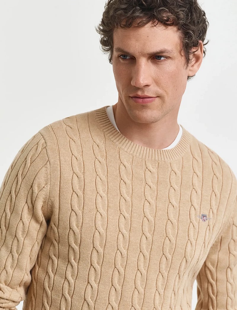 GANT - Classic Cable Knit Sweater - rund hals - khaki melange - 4