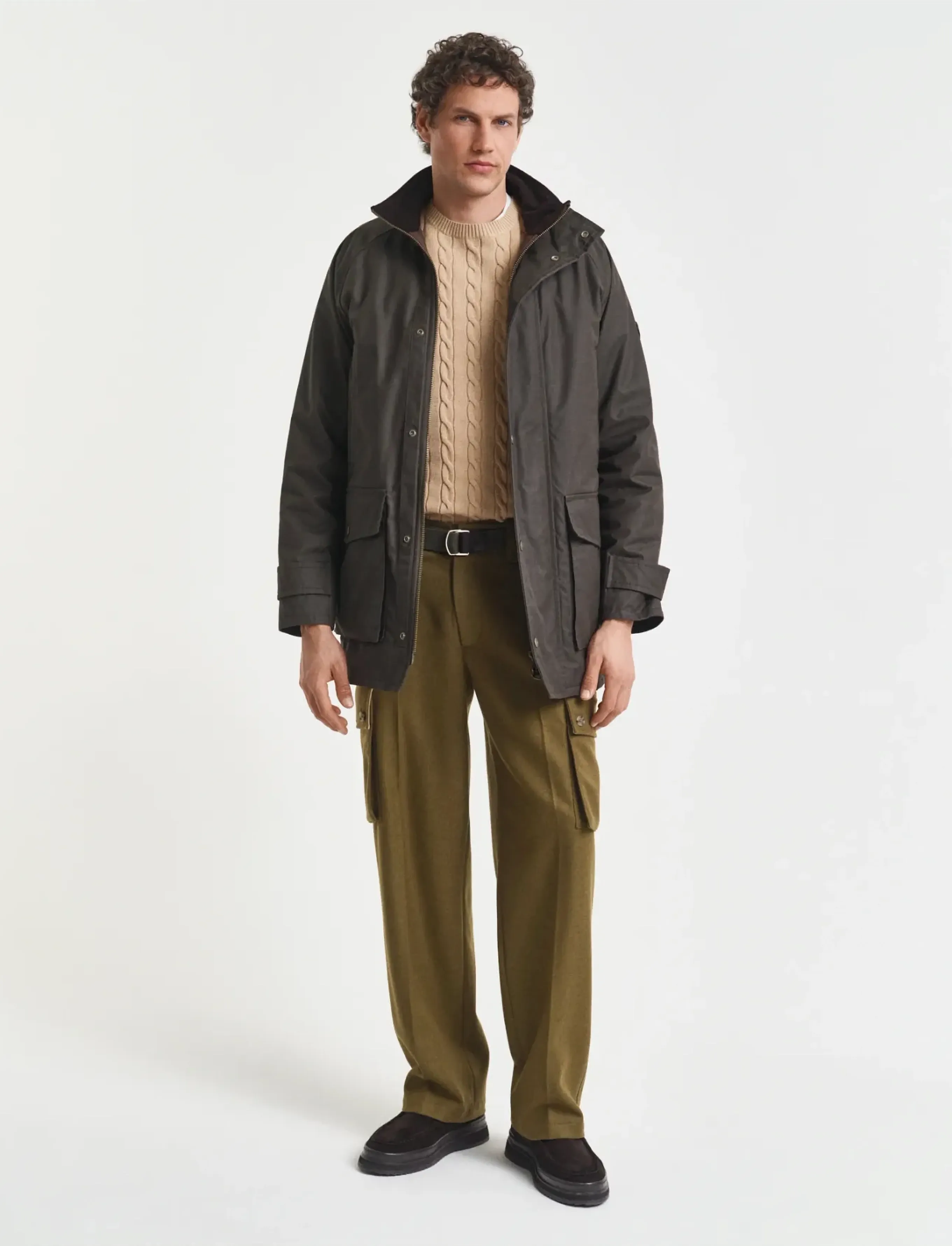 Gant - Classic Cable Knit Sweater - rundhalsad - khaki melange - 5