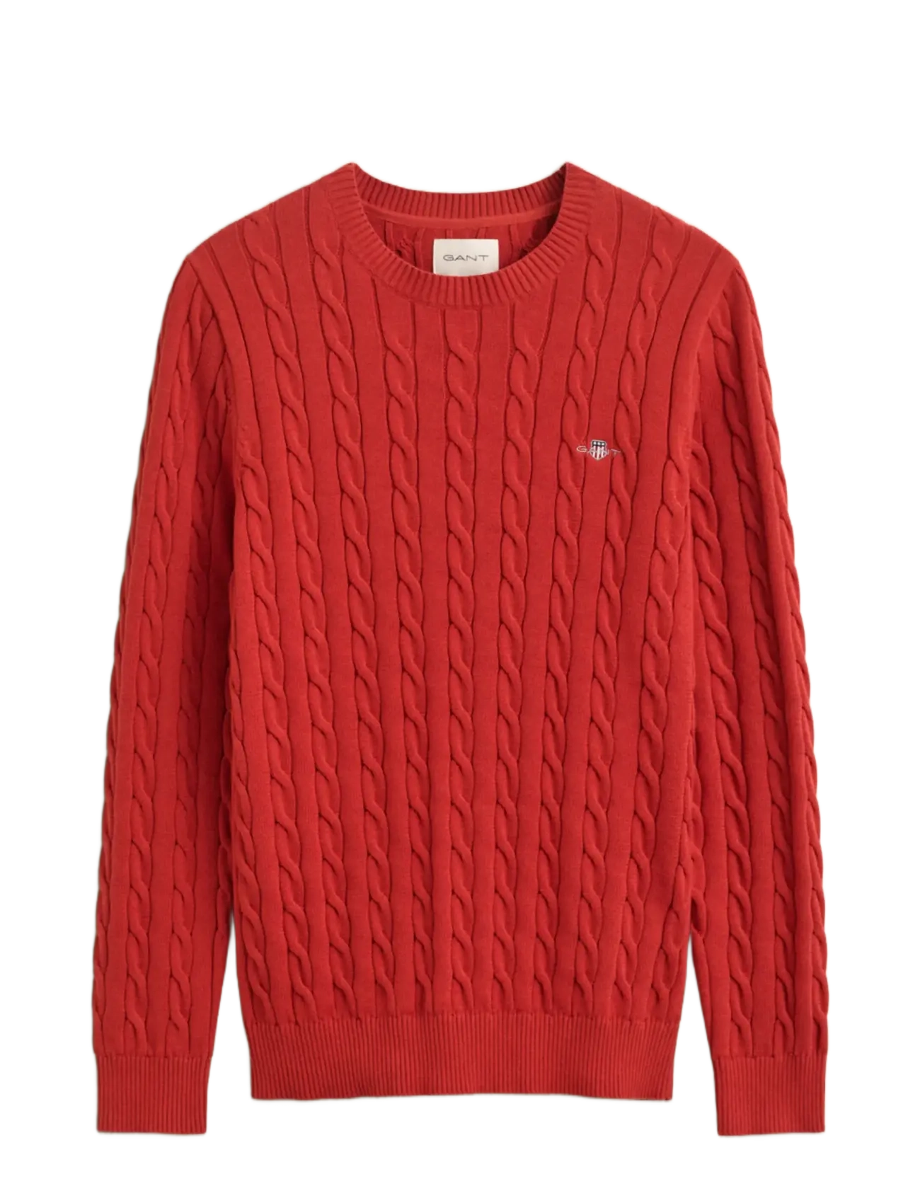 Gant Classic Cable Knit Sweater - Round Necks - MAPLE FIRE / red