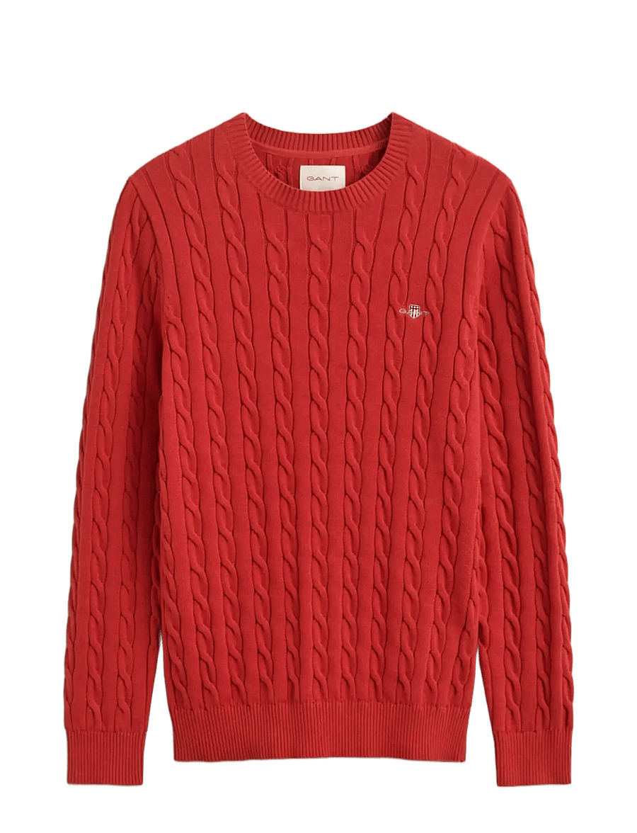 Gant - Classic Cable Knit Sweater - Ümmarguse kaelusega kudumid - maple fire - 1