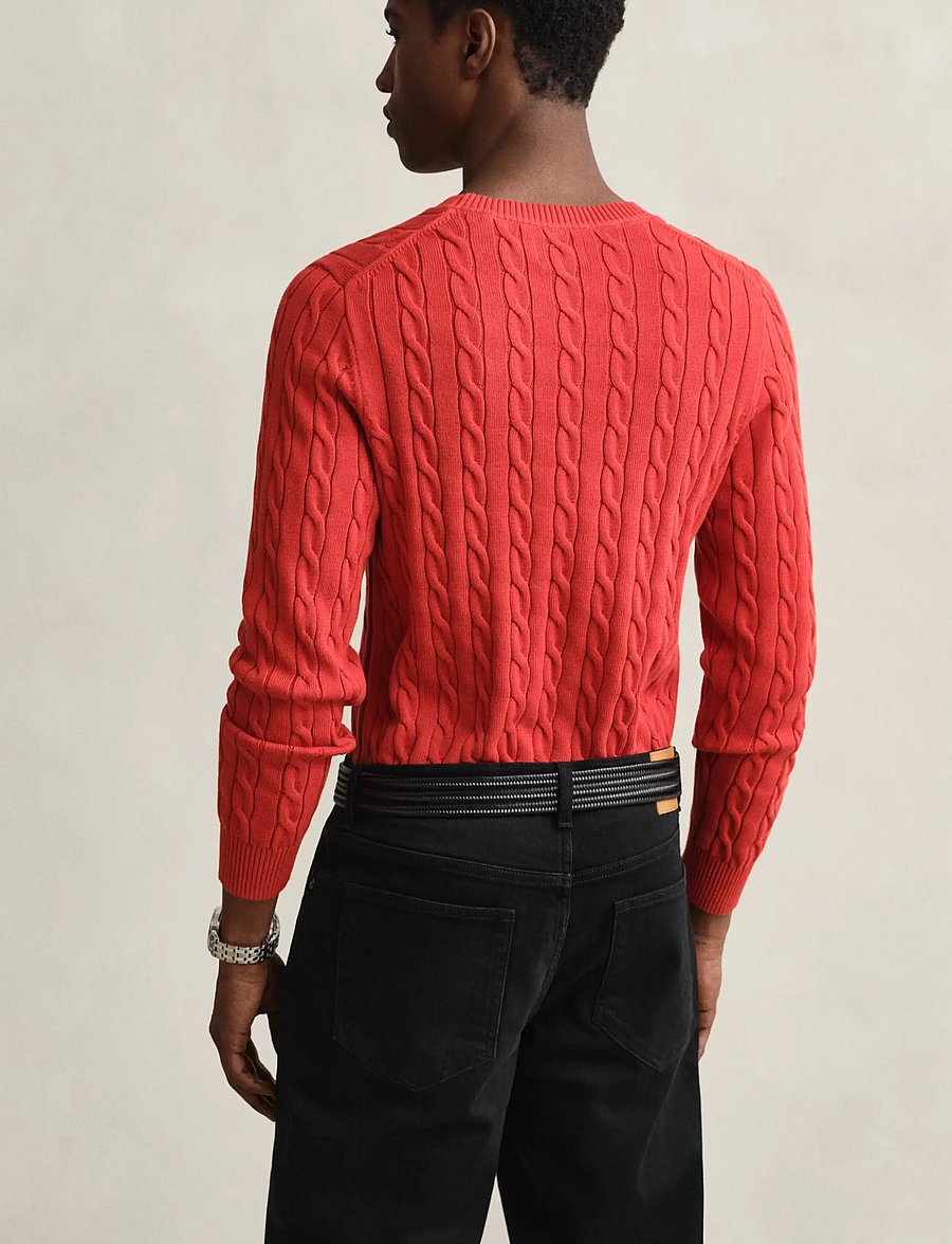 Gant - Classic Cable Knit Sweater - Ümmarguse kaelusega kudumid - maple fire - 2