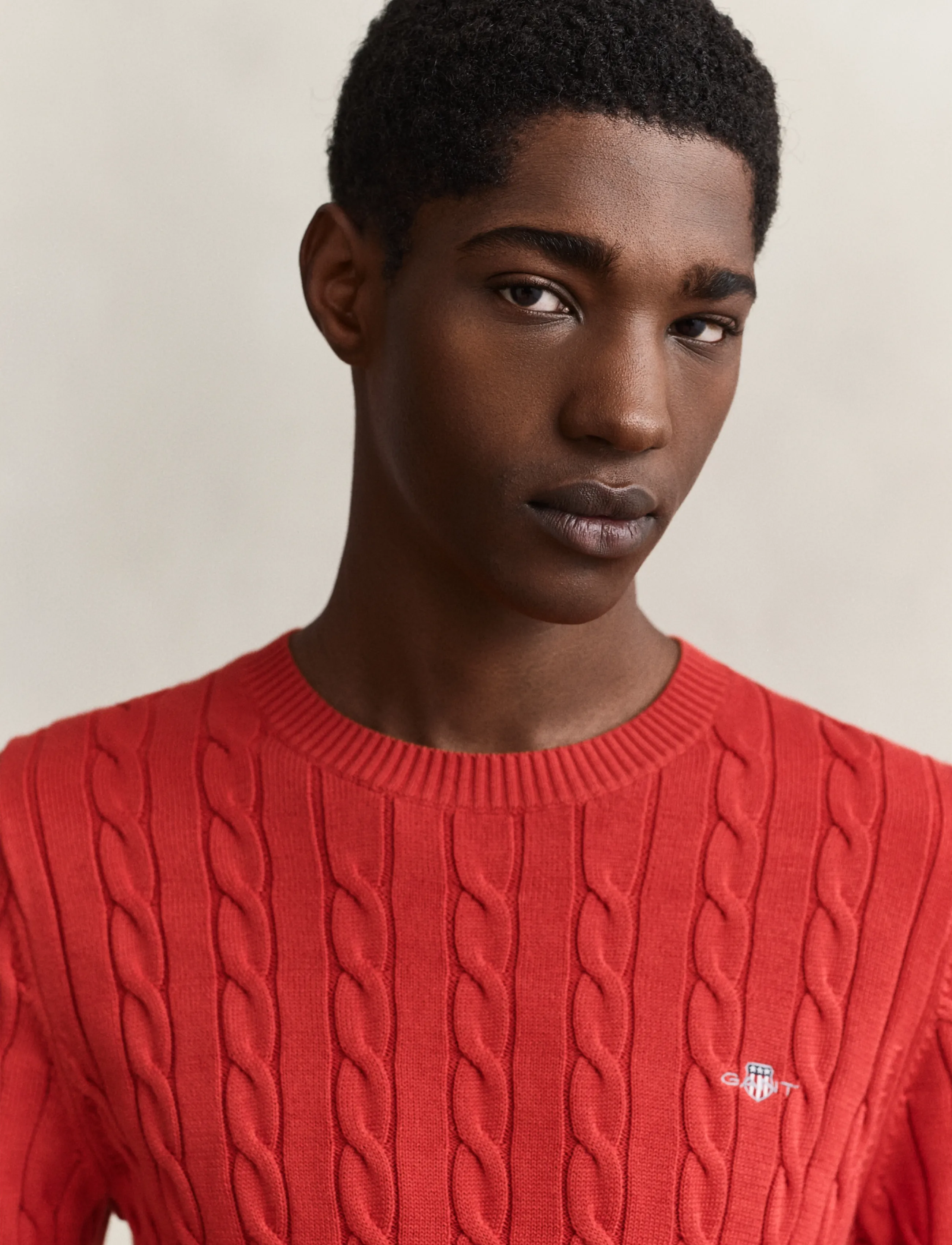 Gant - Classic Cable Knit Sweater - round necks - maple fire - 3