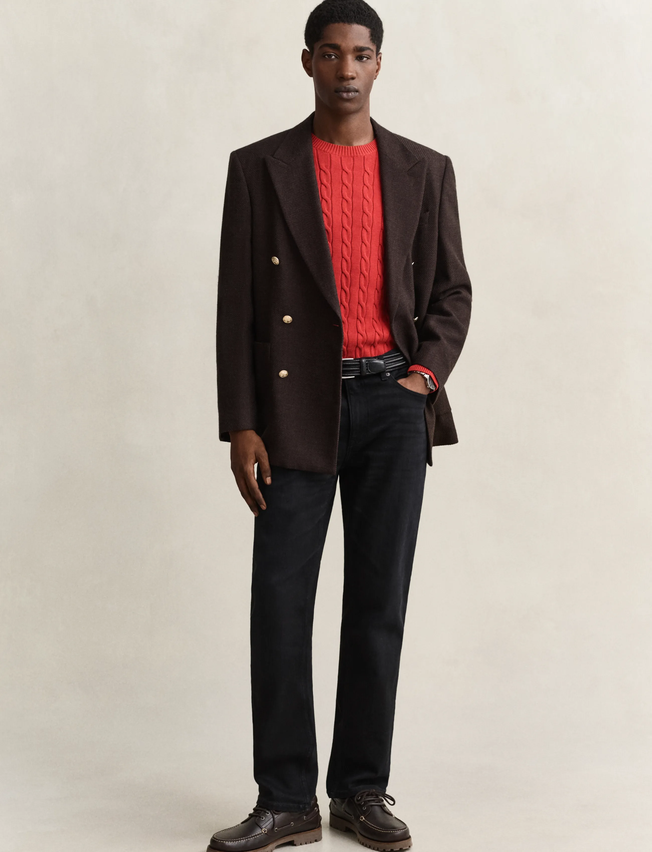 Gant - Classic Cable Knit Sweater - round necks - maple fire - 4