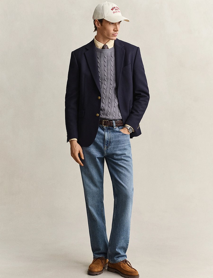 Gant - Classic Cable Knit Sweater - Ümmarguse kaelusega kudumid - mid grey - 4