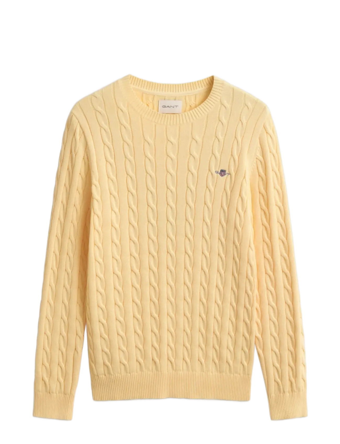 Gant Classic Cable Knit Sweater - Round Necks - MILD YELLOW / yellow