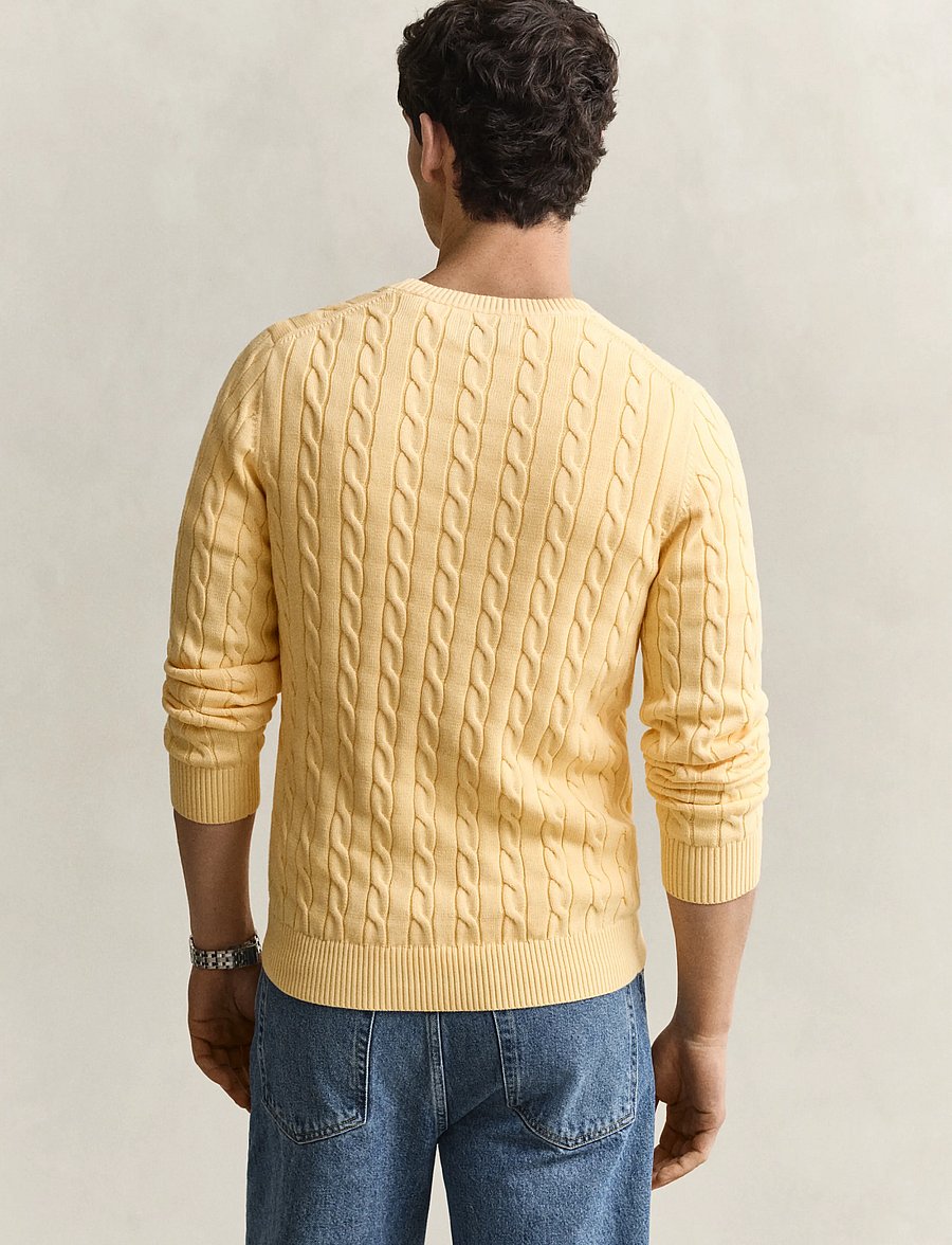 Gant - Classic Cable Knit Sweater - Ümmarguse kaelusega kudumid - mild yellow - 2