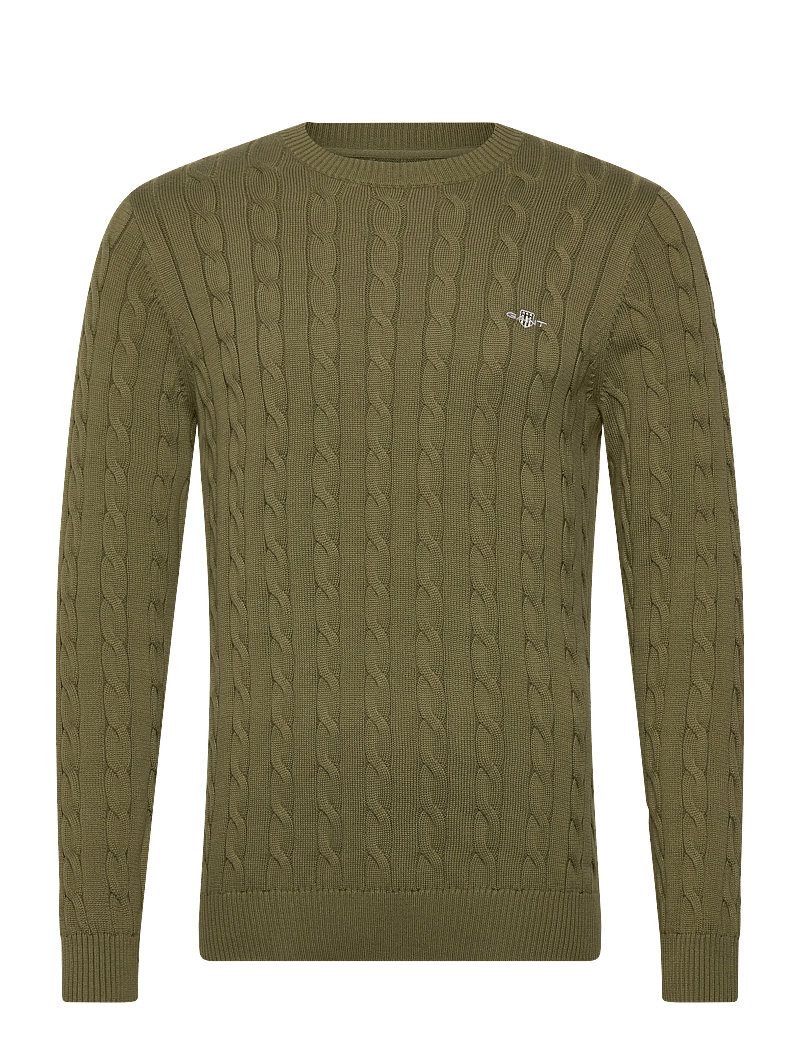 GANT - COTTON CABLE C-NECK - rundhalsad - moss green - 0