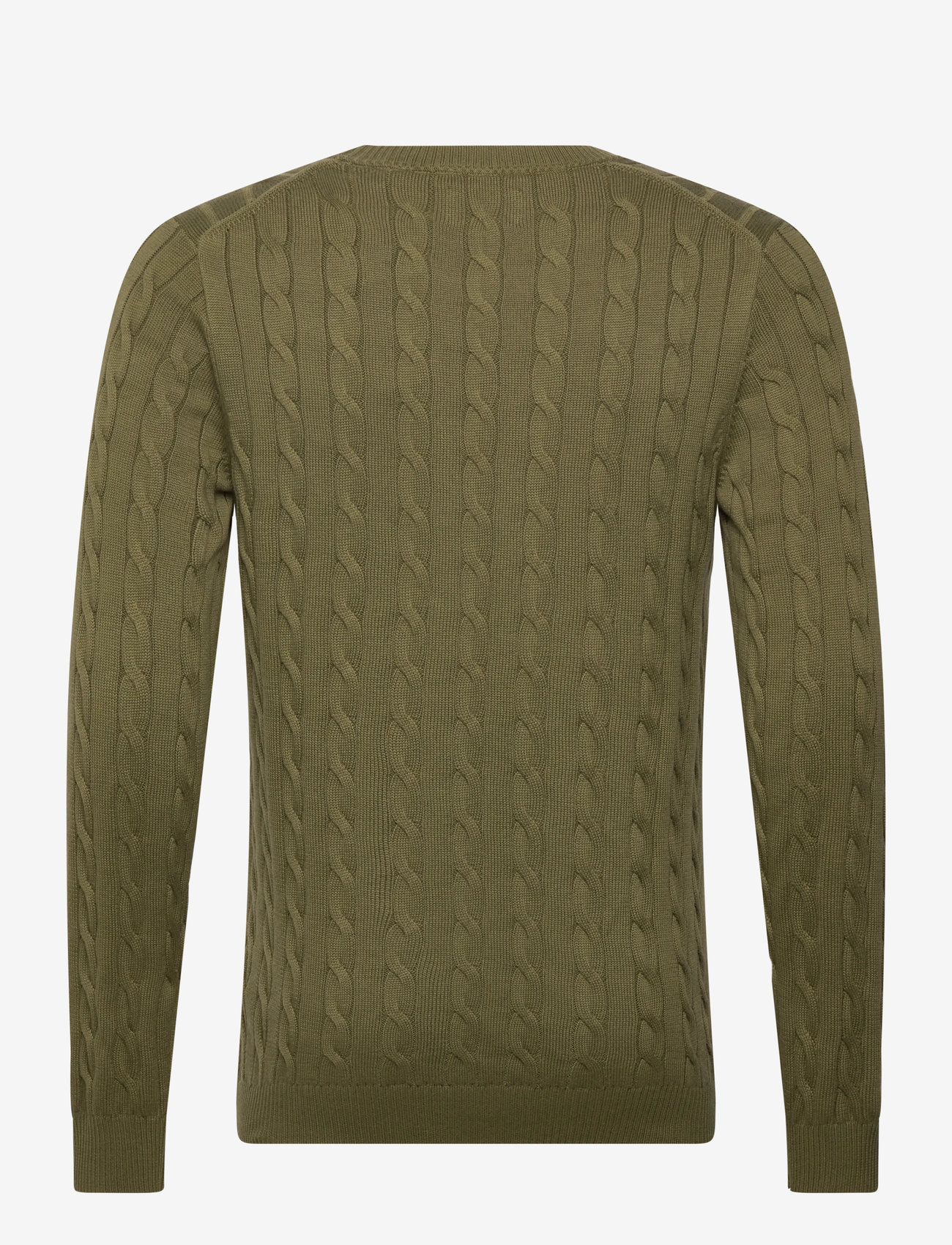 GANT - COTTON CABLE C-NECK - rundhalsad - moss green - 1