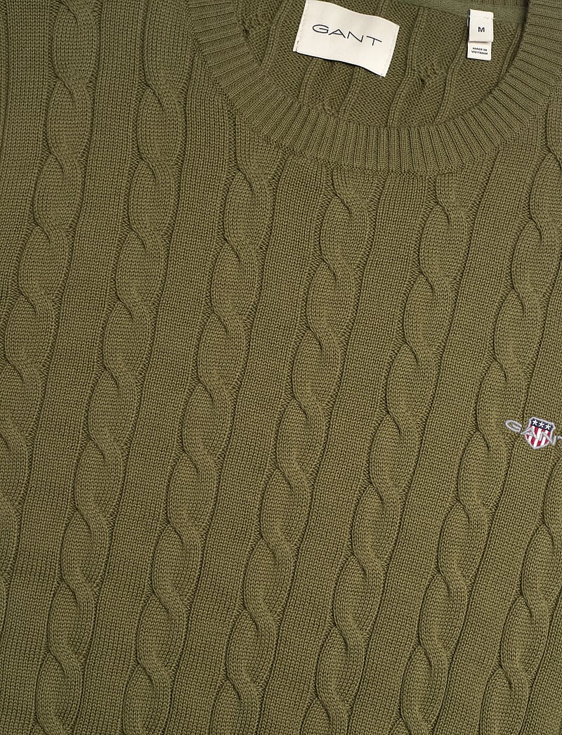 GANT - COTTON CABLE C-NECK - rundhalsad - moss green - 2