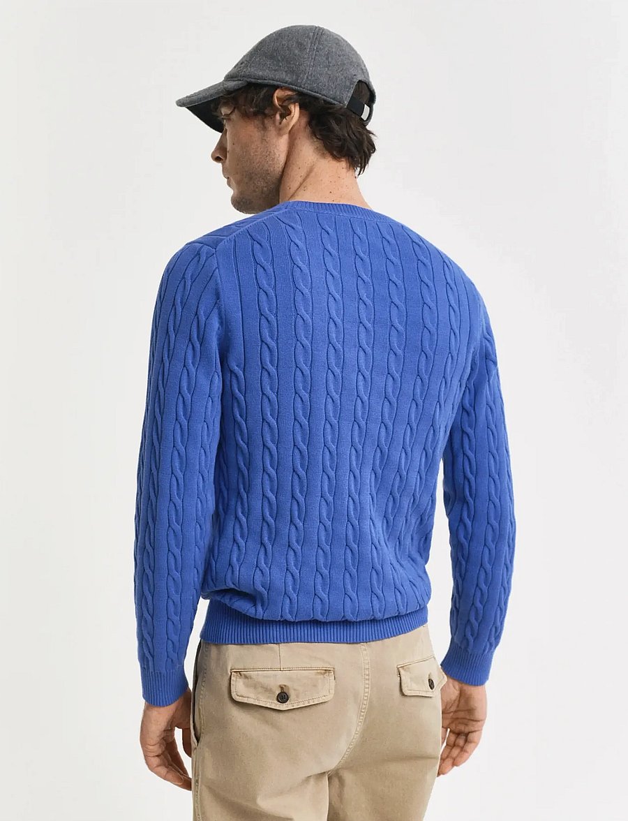 Gant - Classic Cable Knit Sweater - rundhals - rich blue - 3