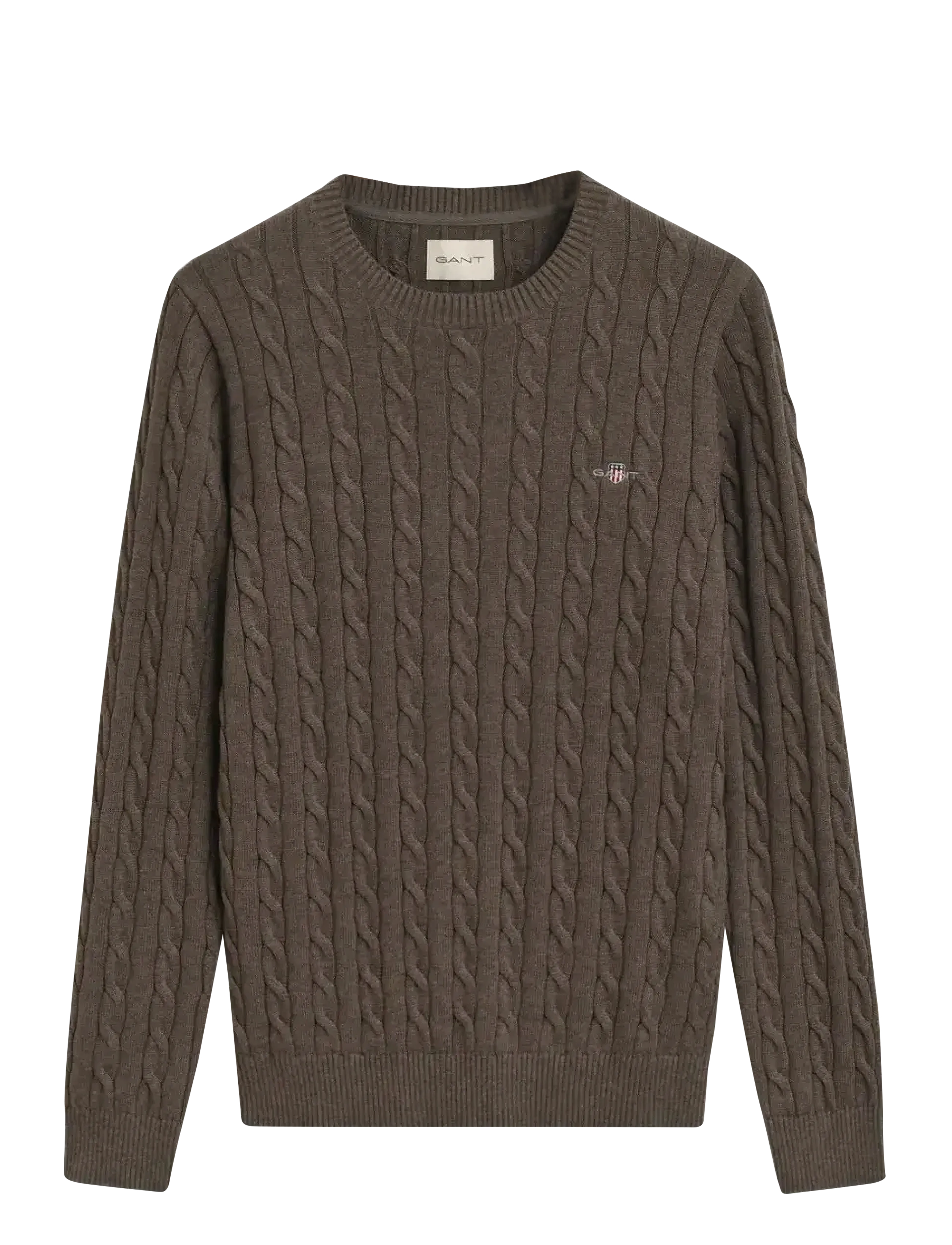 Gant Classic Cable Knit Sweater - Gant - SEAWOOD MELANGE / brown