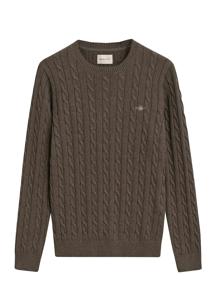 Gant - Classic Cable Knit Sweater - adījumi ar apaļu kakla izgriezumu - seawood melange - 1