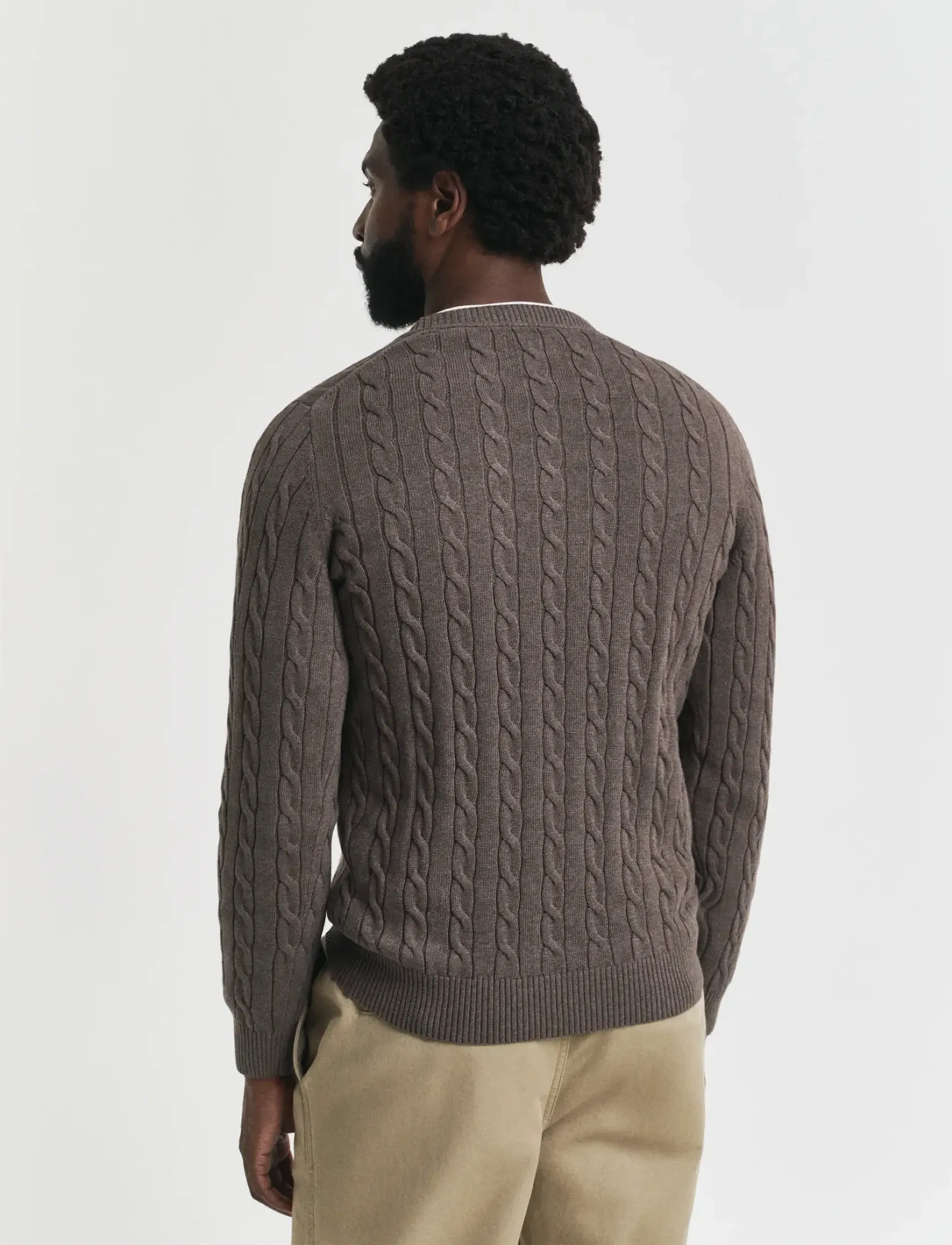 Gant - Classic Cable Knit Sweater - adījumi ar apaļu kakla izgriezumu - seawood melange - 2
