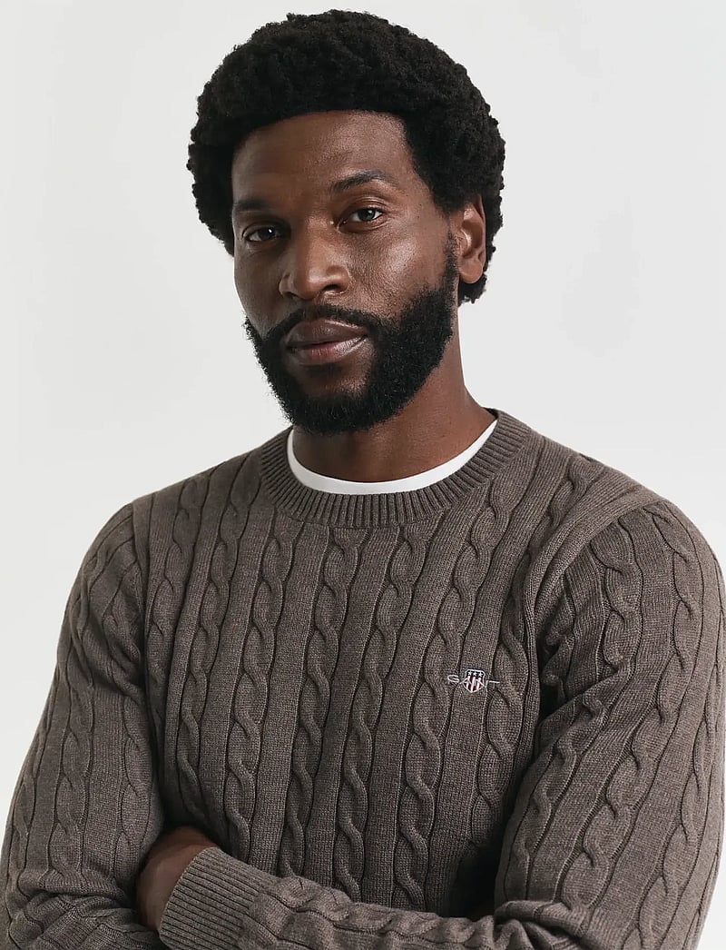 GANT - COTTON CABLE C-NECK - rundhalsad - seawood melange - 3