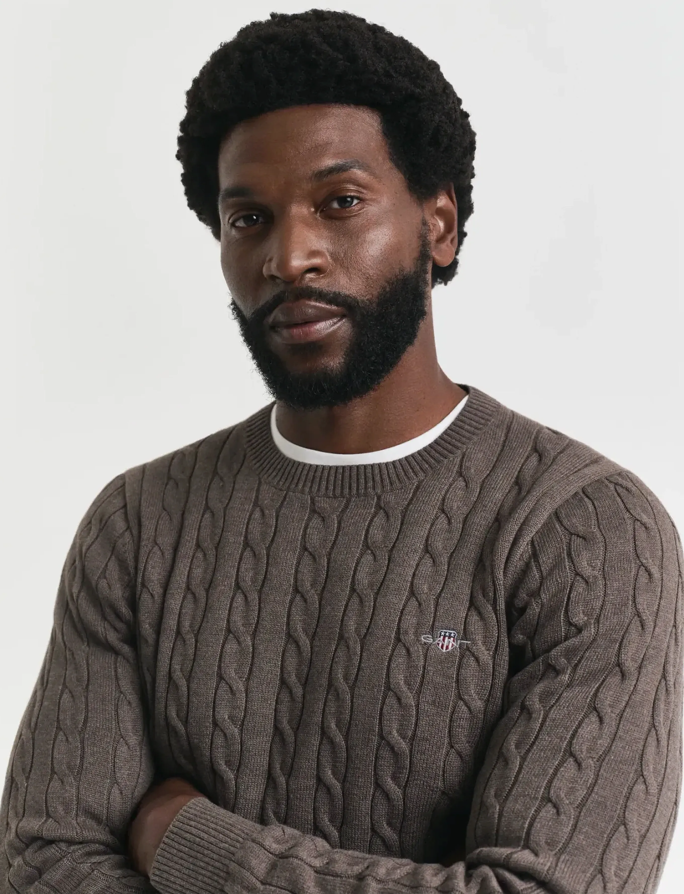 Gant - Classic Cable Knit Sweater - adījumi ar apaļu kakla izgriezumu - seawood melange - 3