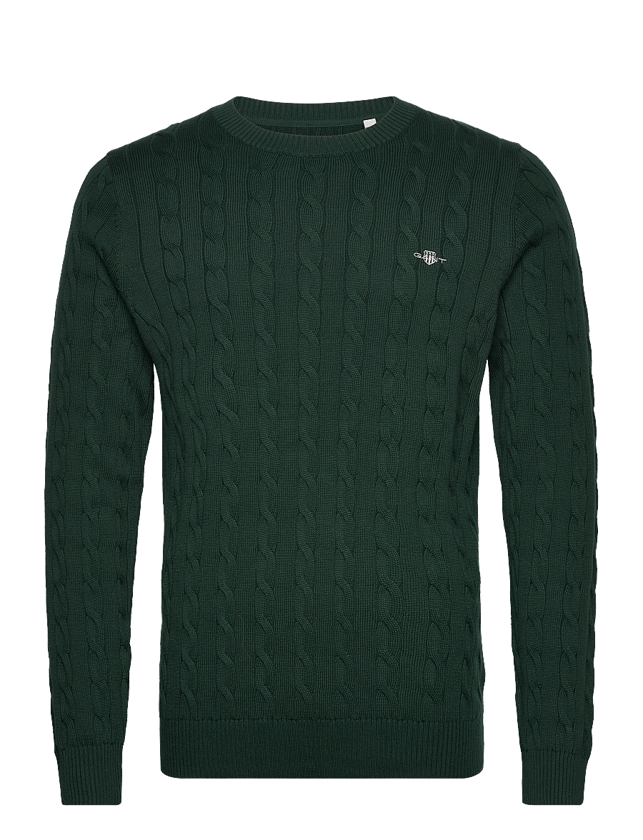 Gant - Classic Cable Knit Sweater - rundhals - tartan green - 1