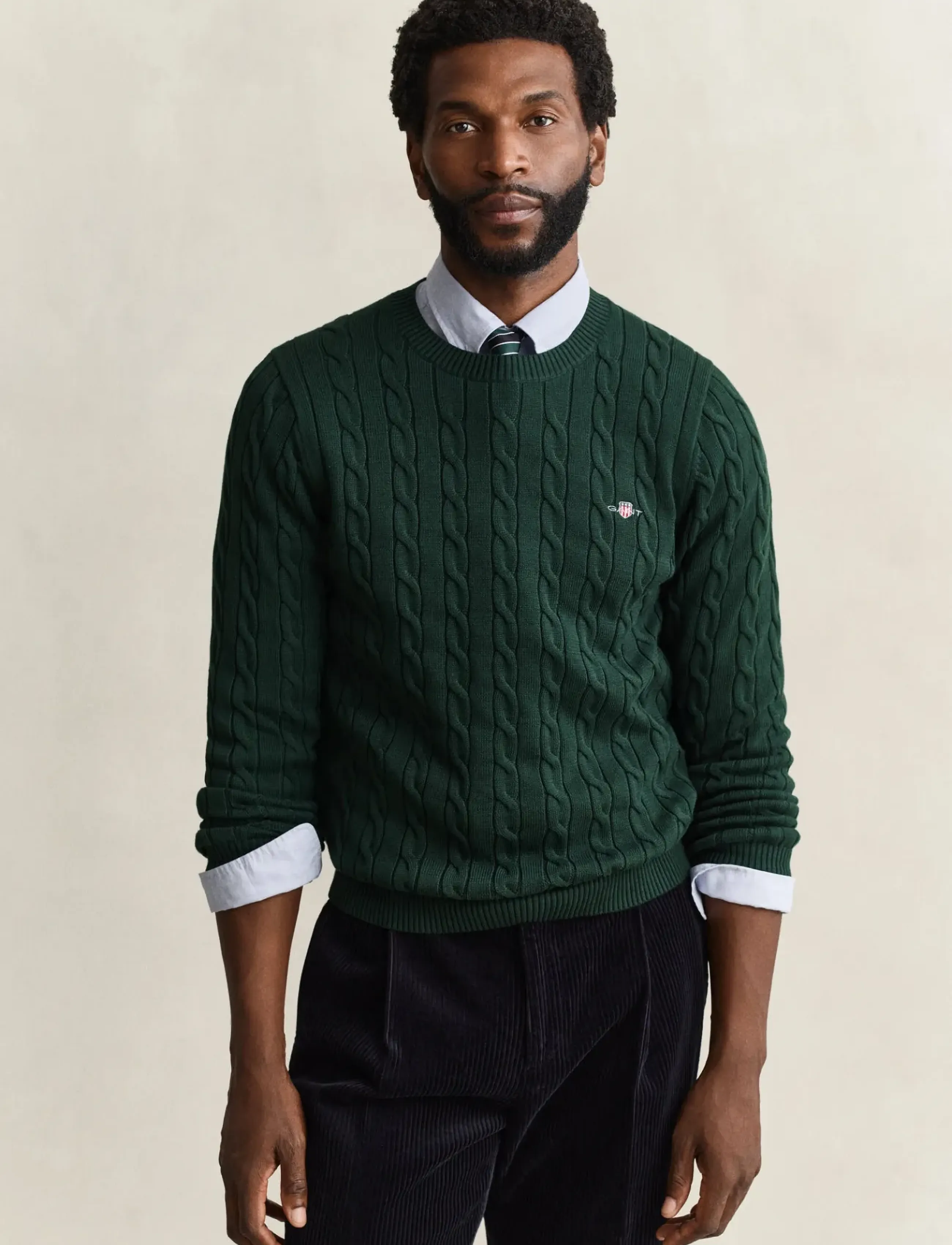 Gant - Classic Cable Knit Sweater - herbstliche kleidung - tartan green - 0