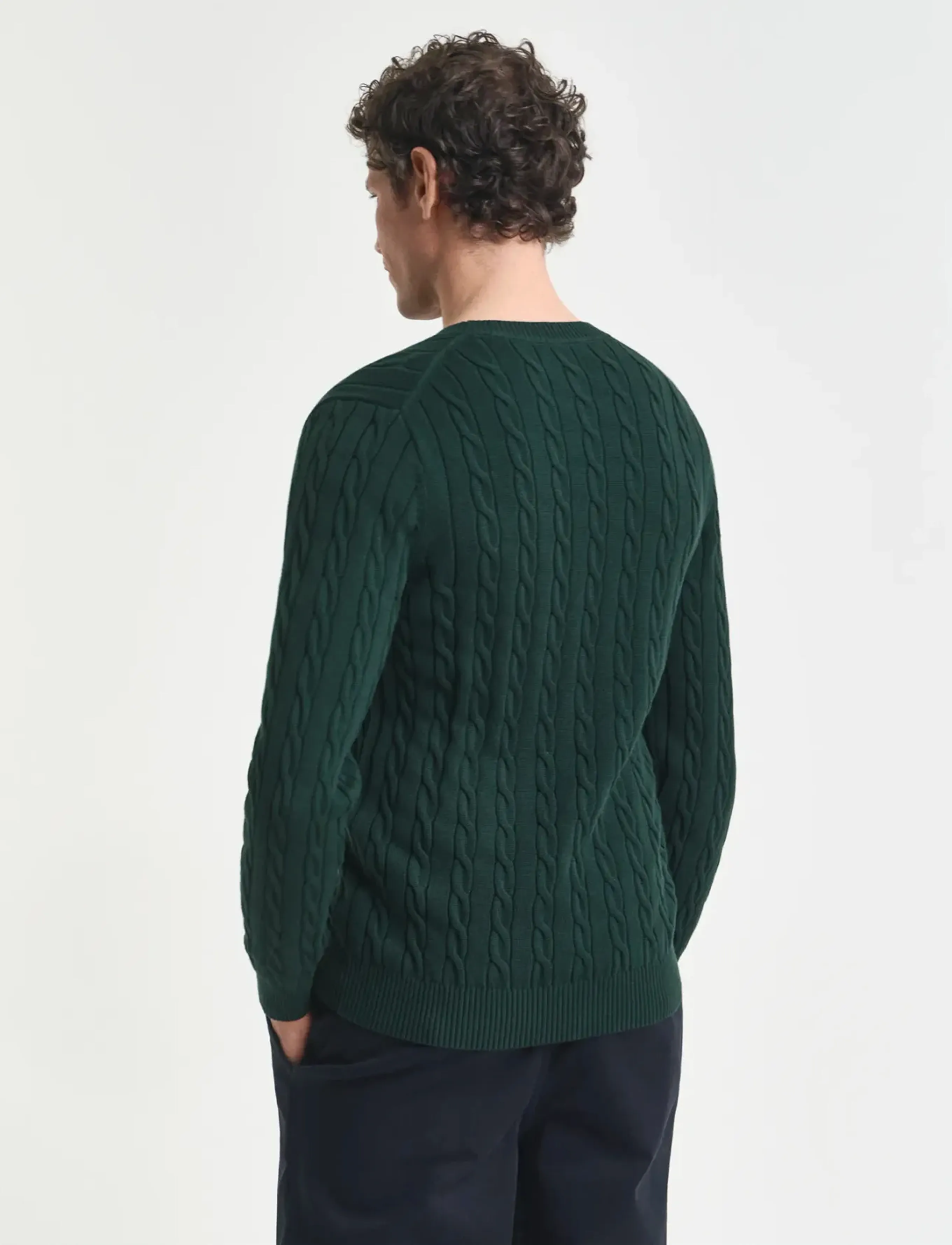 Gant - Classic Cable Knit Sweater - stickade basplagg - tartan green - 3