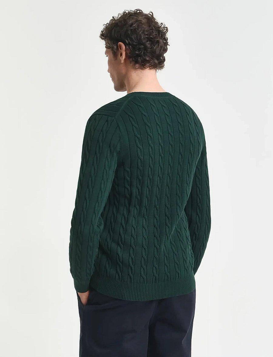 Gant - Classic Cable Knit Sweater - rundhals - tartan green - 3