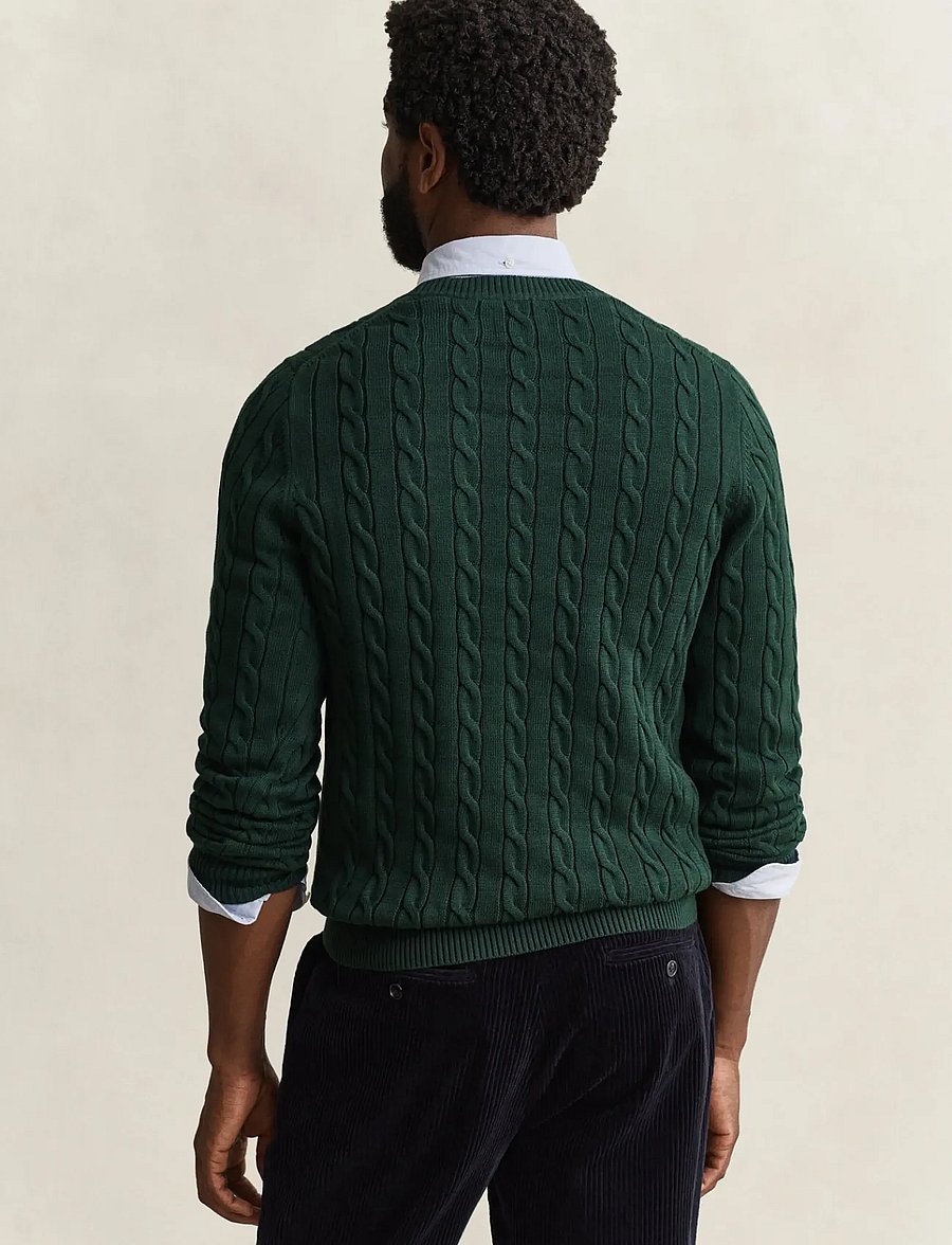 Gant - Classic Cable Knit Sweater - rundhals - tartan green - 3