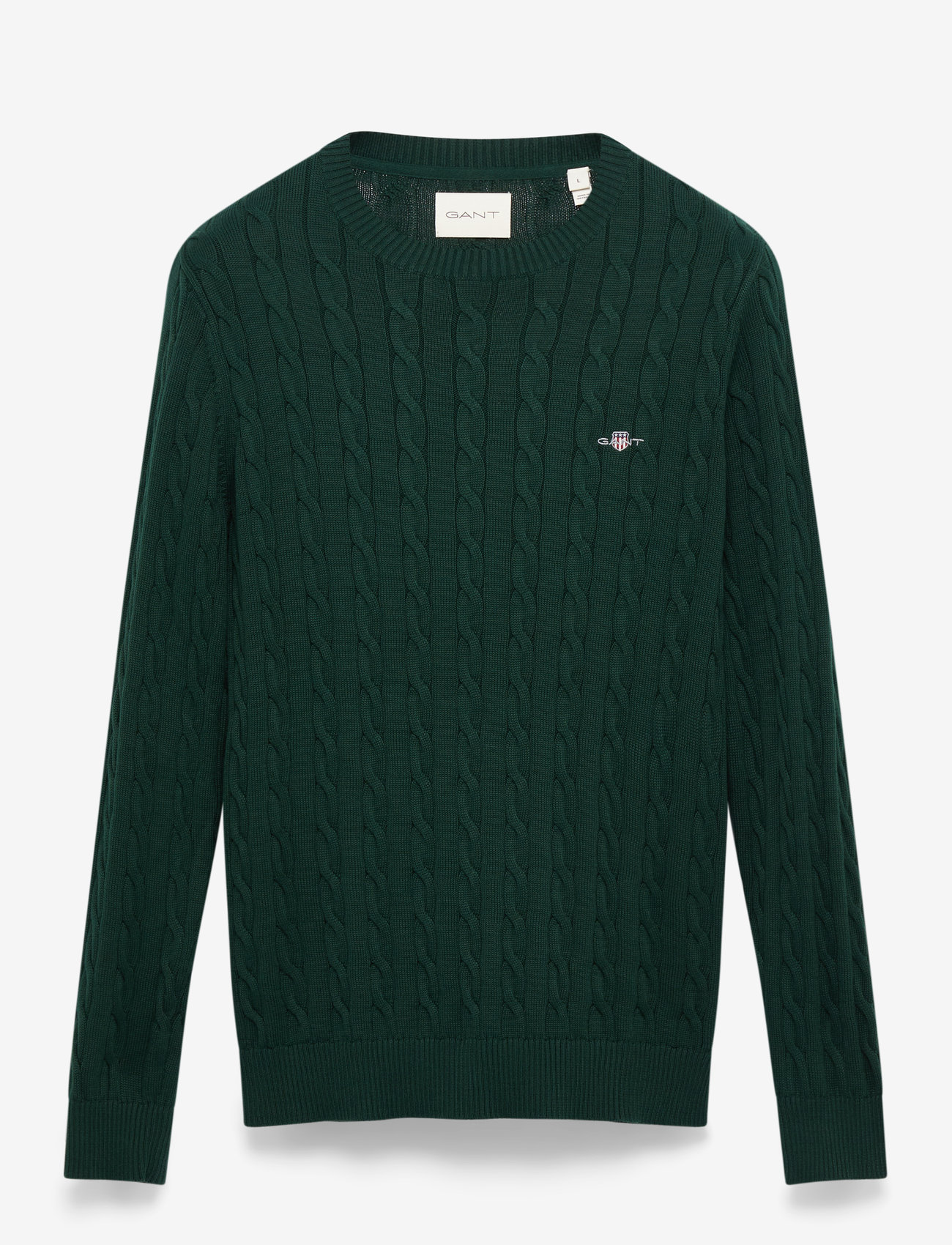 GANT - COTTON CABLE C-NECK - herbstliche kleidung - tartan green - 0
