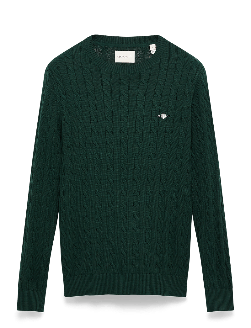 GANT - COTTON CABLE C-NECK - rundhalsad - tartan green - 1