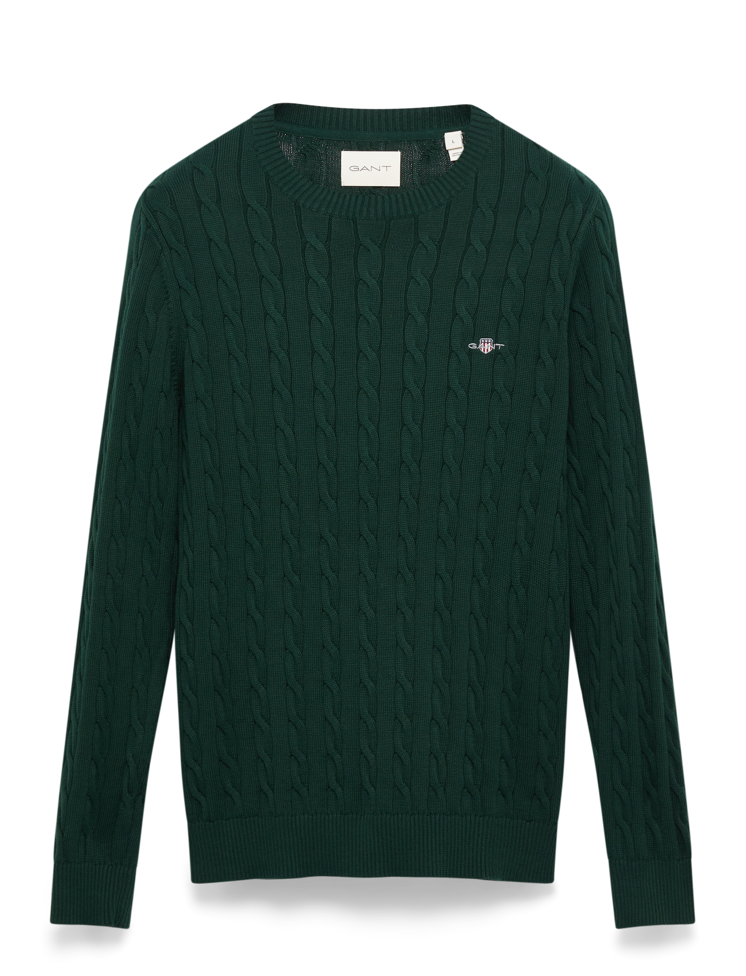 Gant Classic Cable Knit Sweater - Gant - TARTAN GREEN / khaki/green