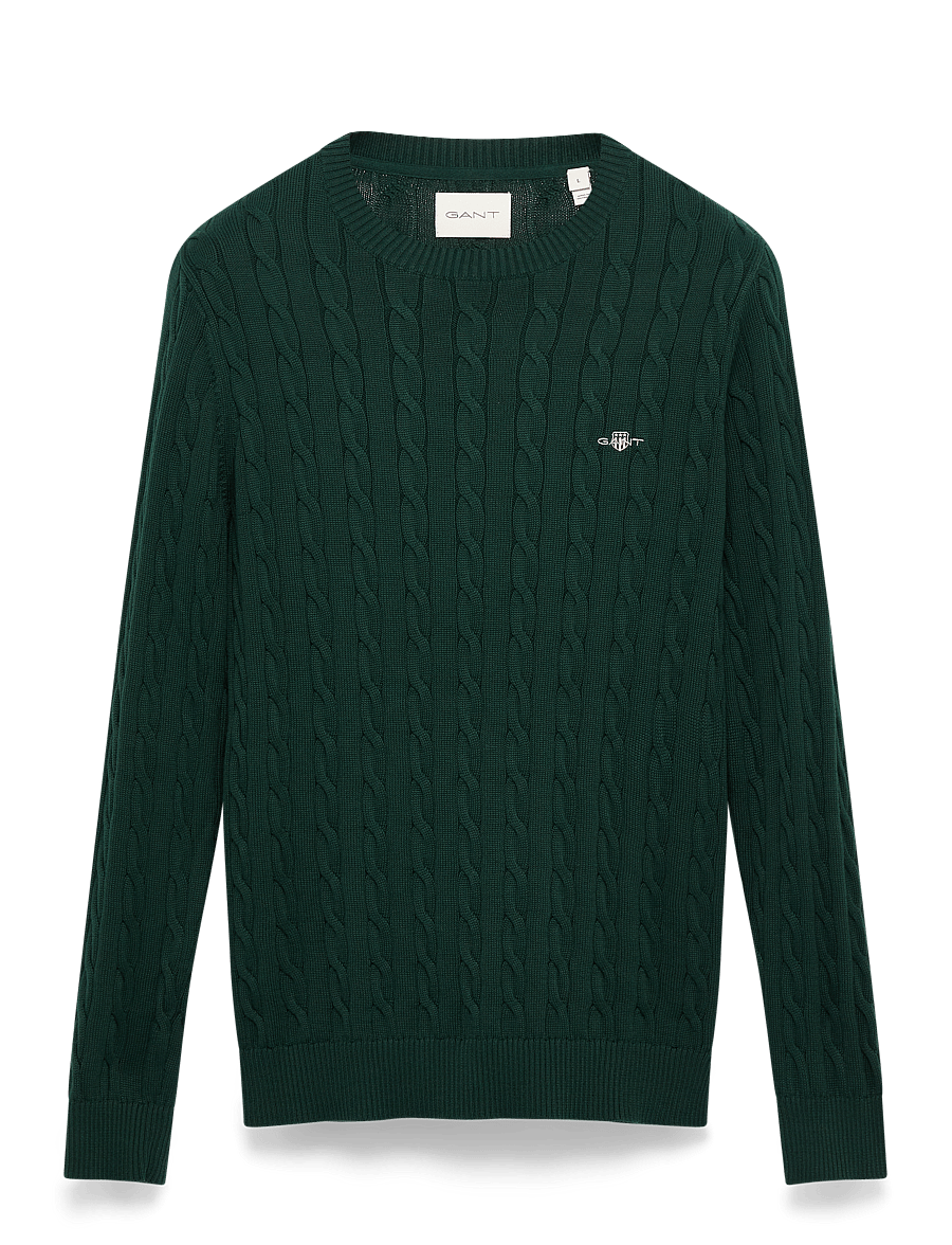Gant - Classic Cable Knit Sweater - pyöreäaukkoiset - tartan green - 1