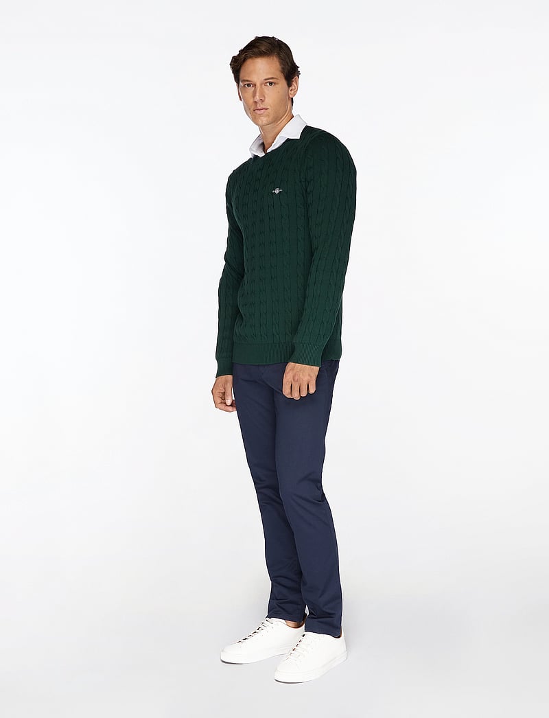 GANT - COTTON CABLE C-NECK - rundhalsad - tartan green - 3