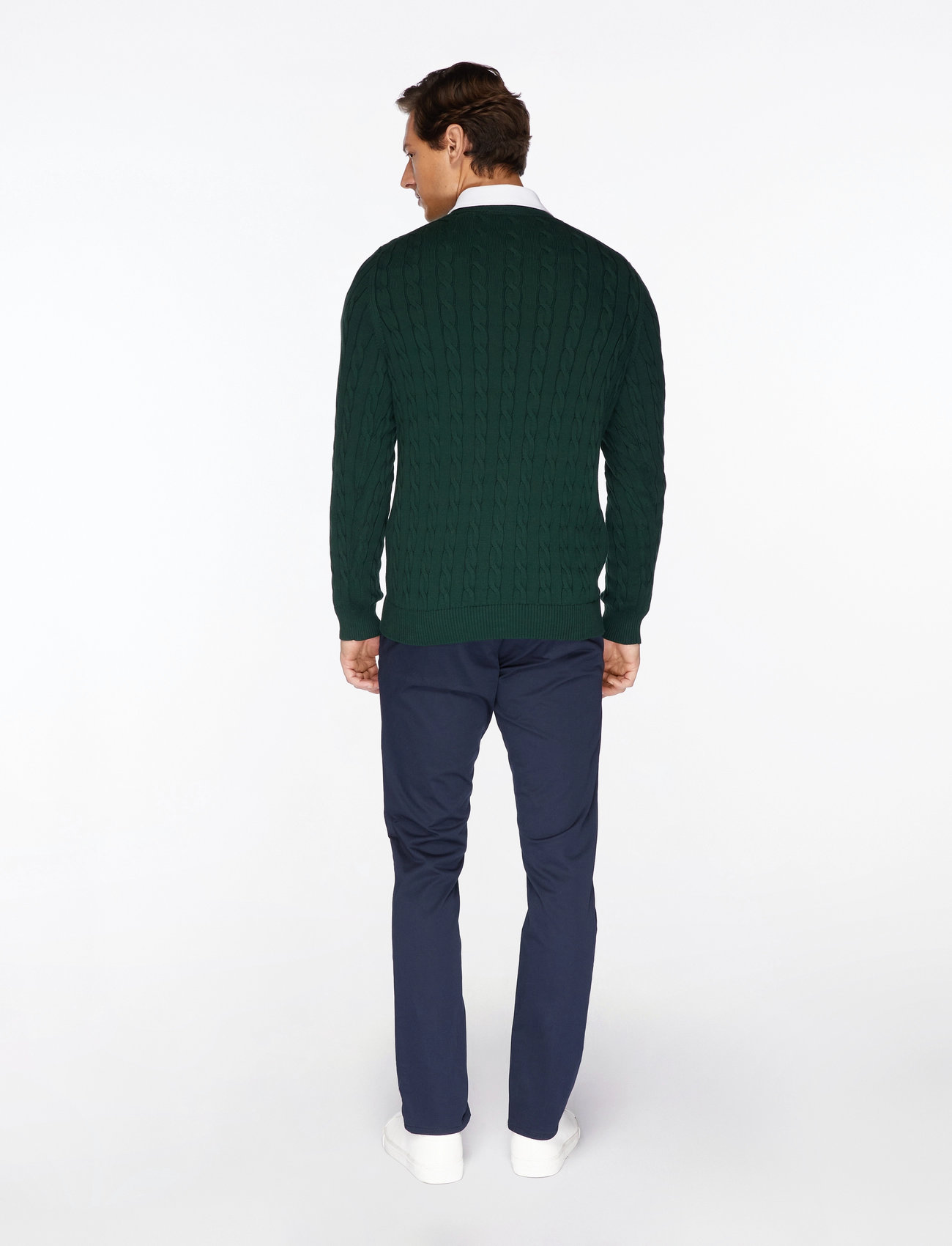 GANT - COTTON CABLE C-NECK - herbstliche kleidung - tartan green - 3