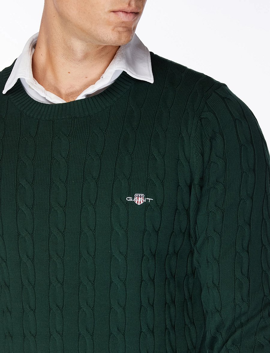 Gant - Classic Cable Knit Sweater - rundhals - tartan green - 5