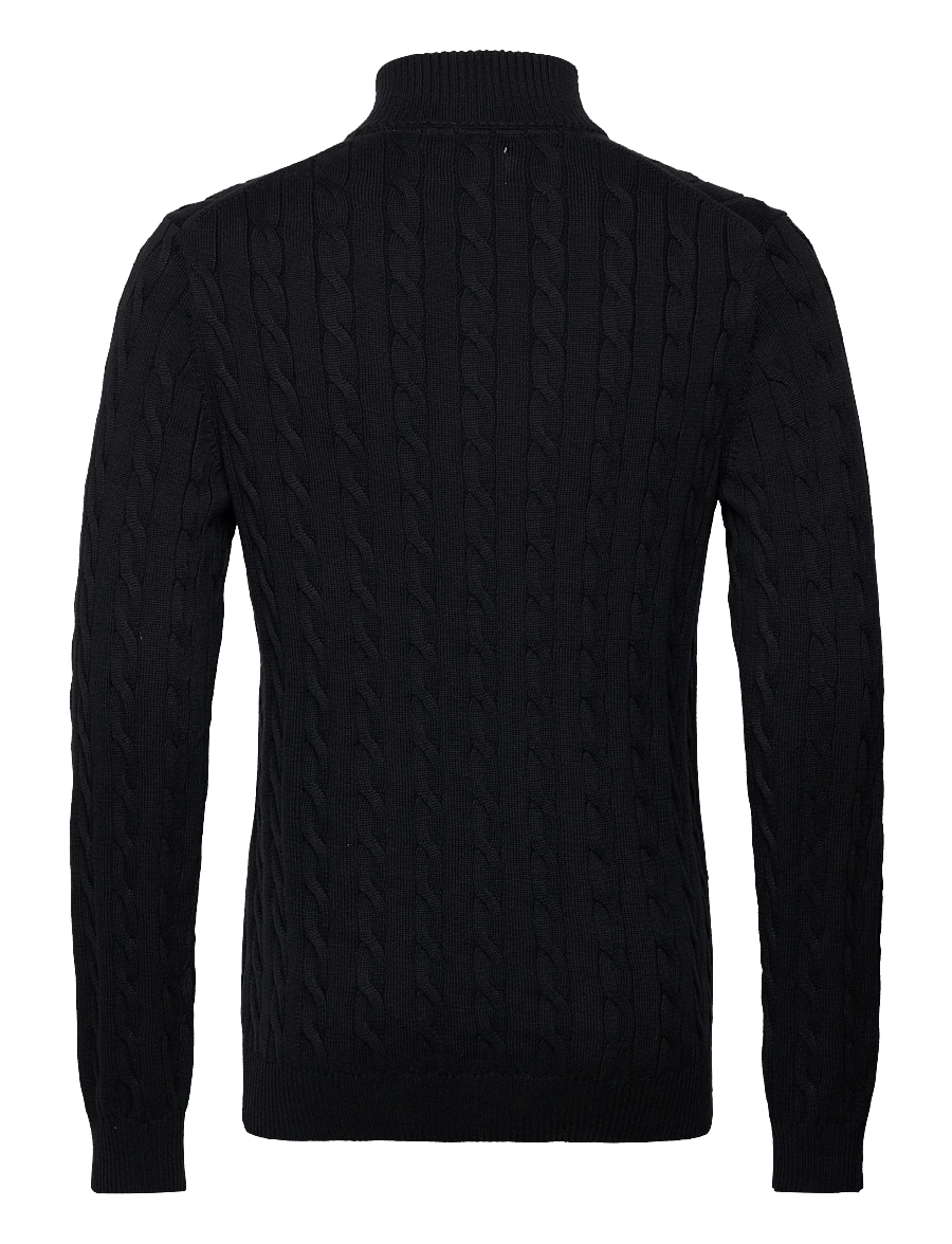 Gant - Cable Knit Half-Zip Sweater - poolpika lukuga džemprid - black - 2