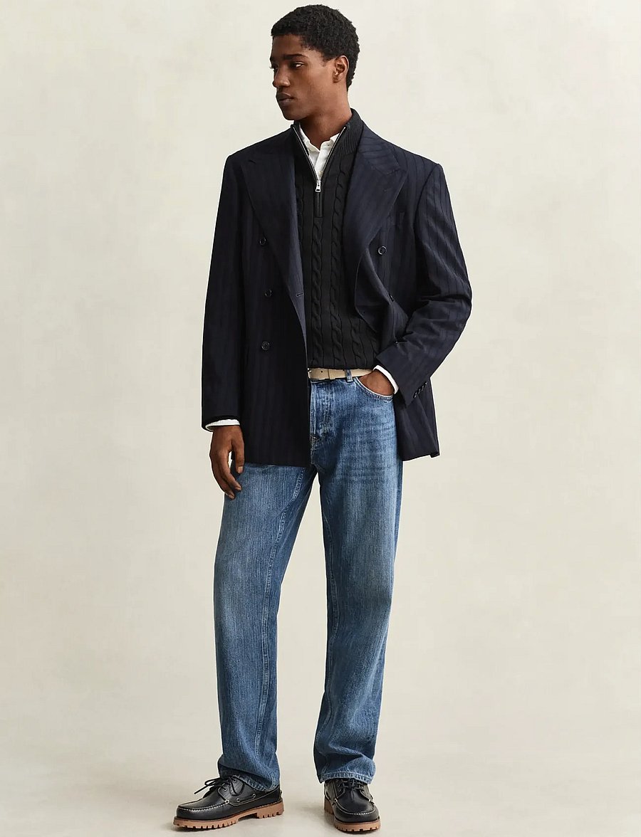 Gant - Cable Knit Half-Zip Sweater - poolpika lukuga džemprid - black - 5