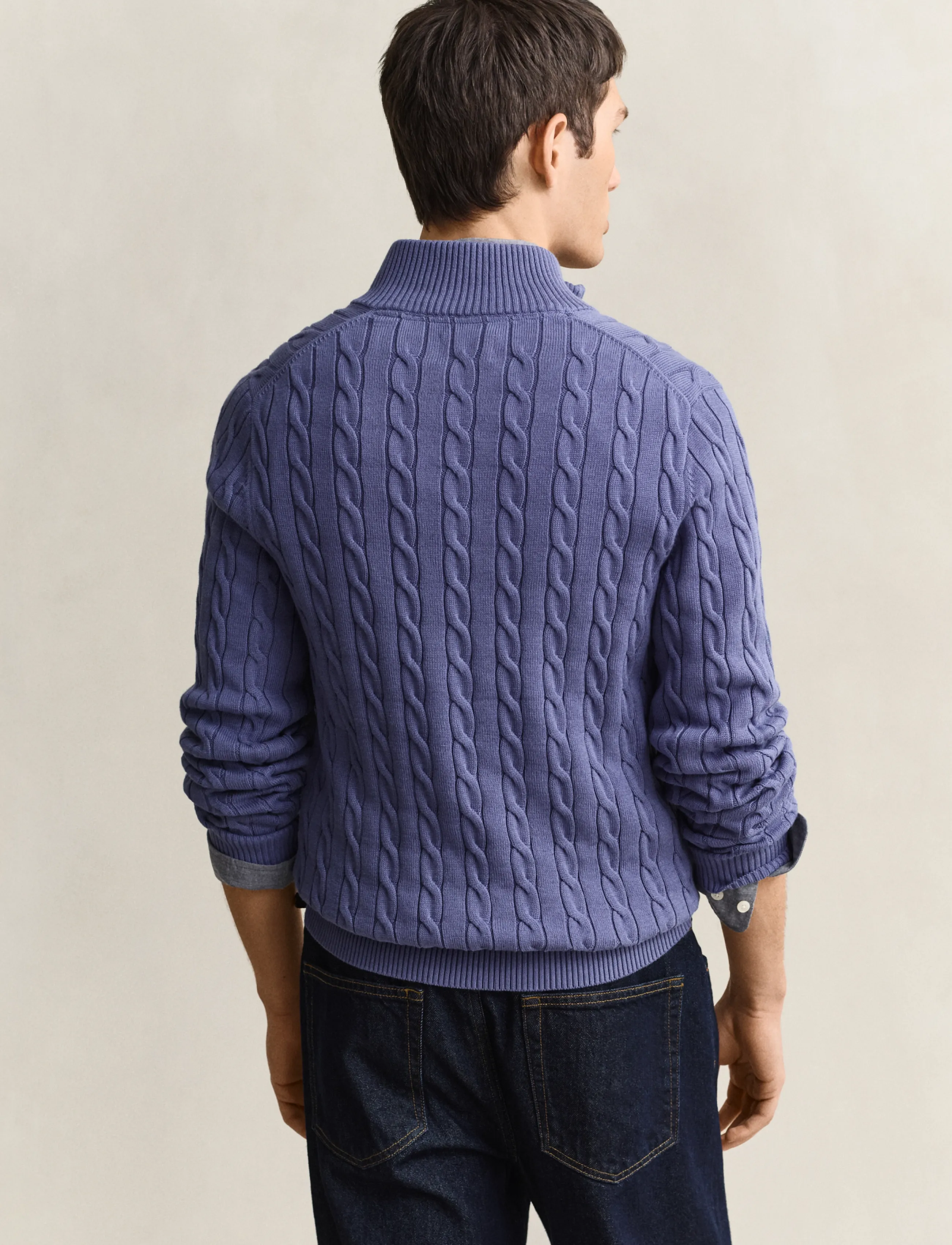 Gant - Cable Knit Half-Zip Sweater - poolpika lukuga džemprid - blue horizon - 2