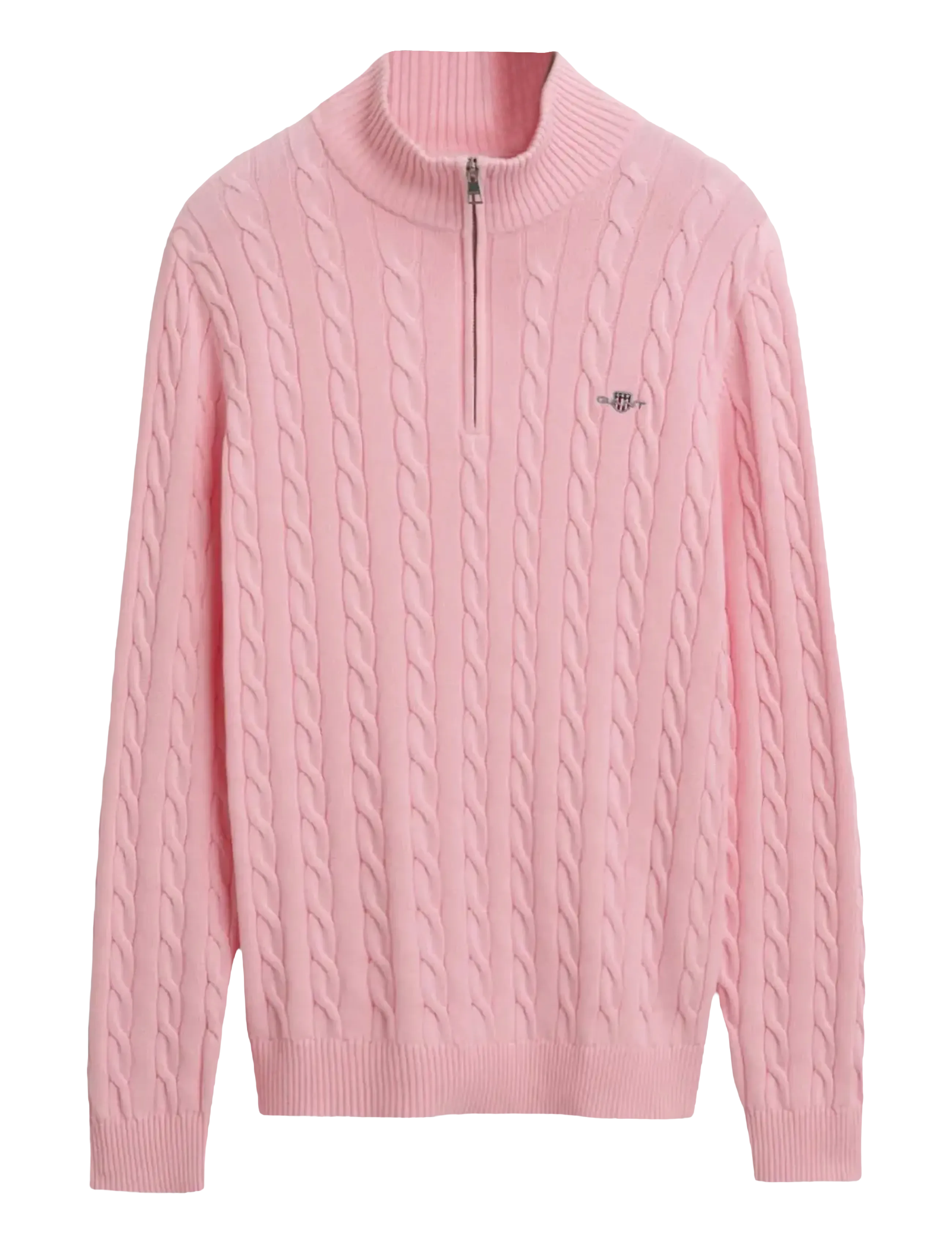 COTTON CABLE HALF ZIP - CALIFORNIA PINK