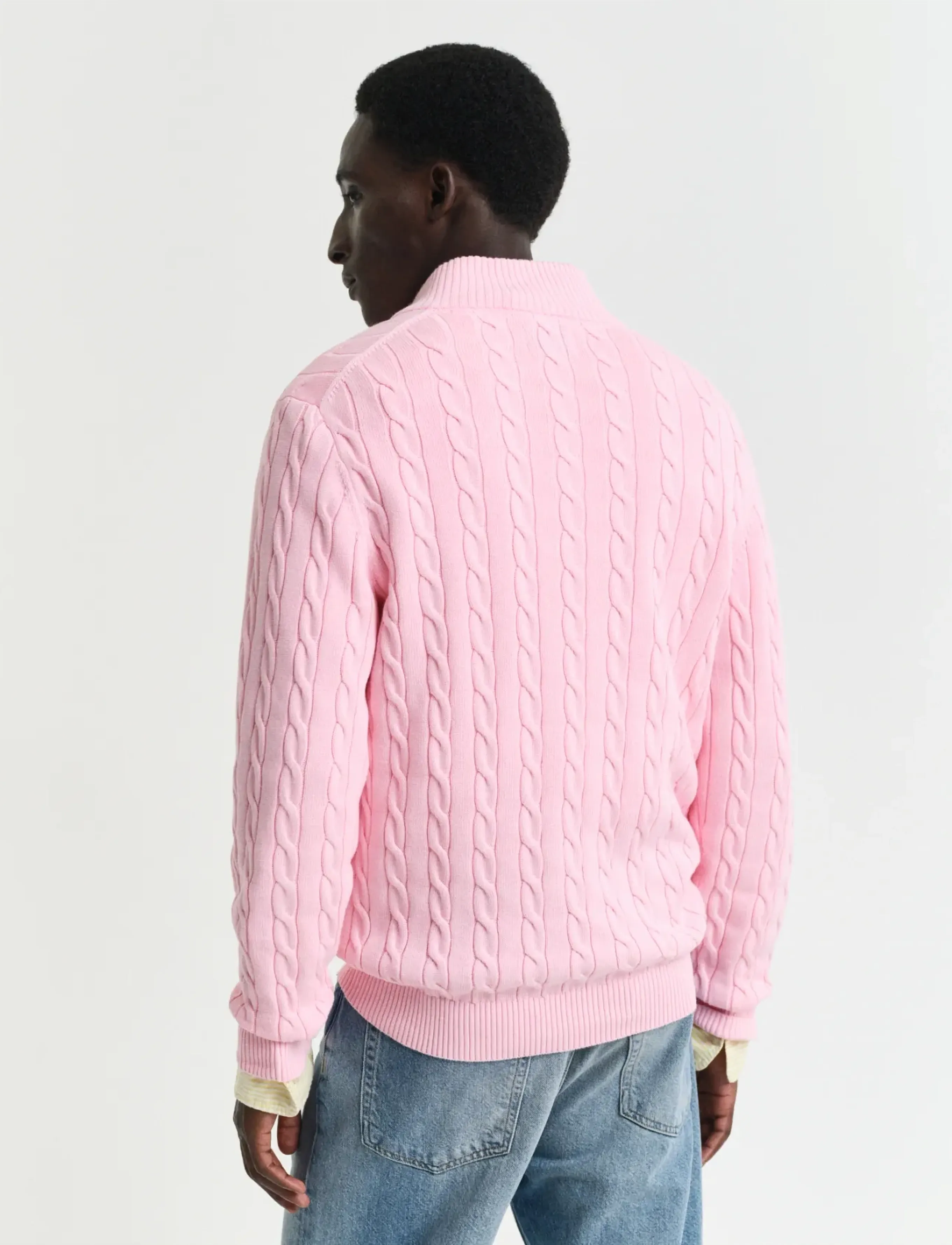 Gant - Cable Knit Half-Zip Sweater - tõmblukk-kaelusega džemprid - california pink - 2