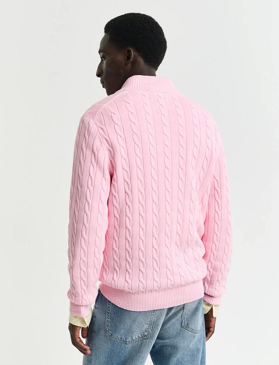 Gant - Cable Knit Half-Zip Sweater - halfzip strik - california pink - 2