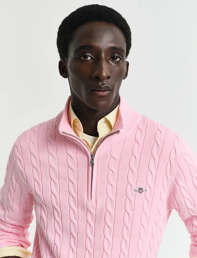 GANT - COTTON CABLE HALF ZIP - half zip-trøjer - california pink - 3