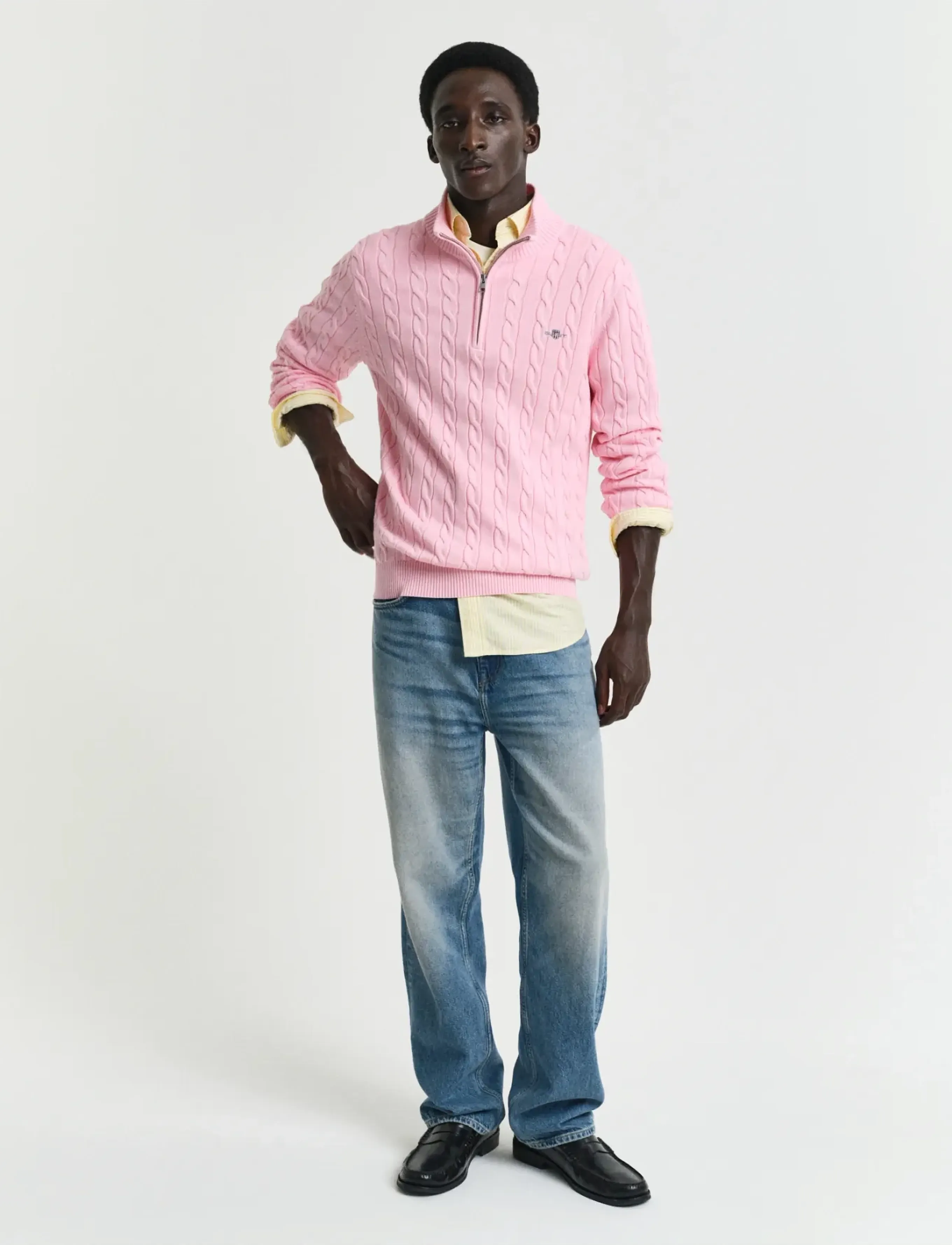 Gant - Cable Knit Half-Zip Sweater - tõmblukk-kaelusega džemprid - california pink - 4