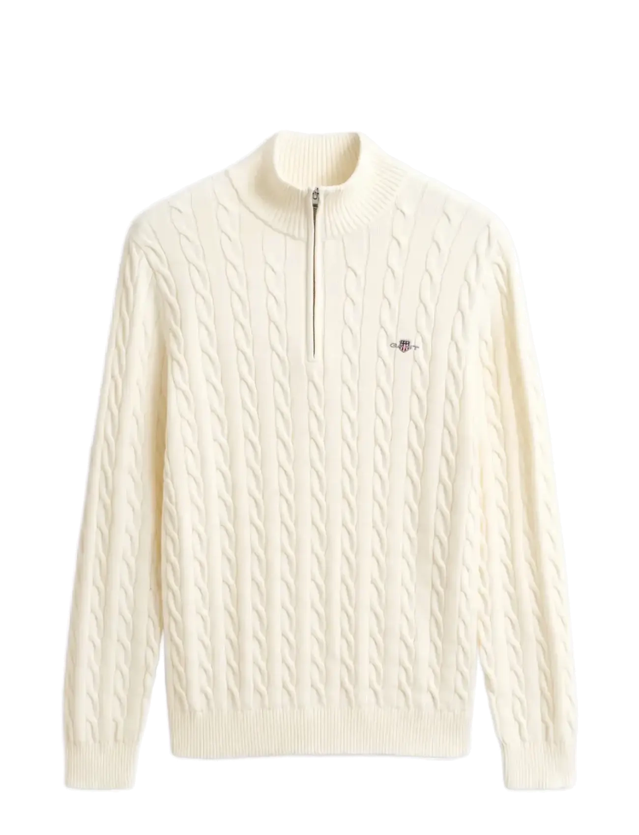 GANT Cable Knit Half-Zip Pullover Cream - XXL - Herren