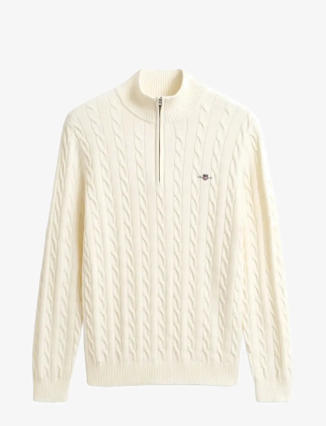 GANT - COTTON CABLE HALF ZIP - half zip-trøjer - cream - 1