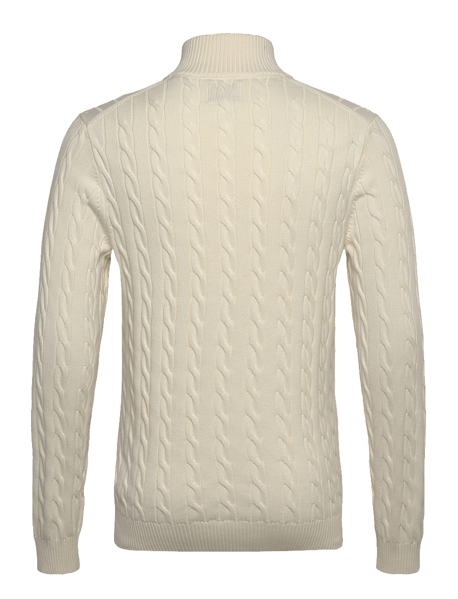 Gant - Cable Knit Half-Zip Sweater - halfzip strik - cream - 2