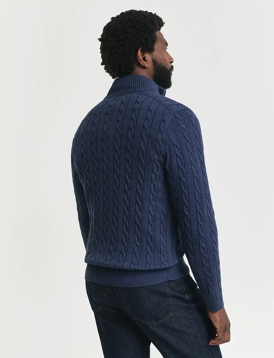 Gant - Cable Knit Half-Zip Sweater - pullover mit halbem reißverschluss - dark jeansblue melange - 2